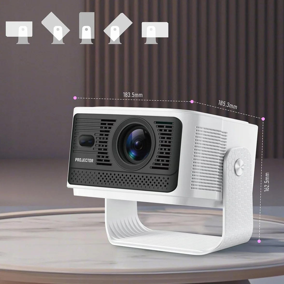 CIRON HY350 MAX GTV Przenośny Projektor Rzutnik Multimedialny do Oglądania Filmów w Domu Pracy Google TV WiFi Bluetooth Obrót o 180 stopni 500 ANSI Full HD 1080p 8K HDR10+ Korekcja Trapezowa
