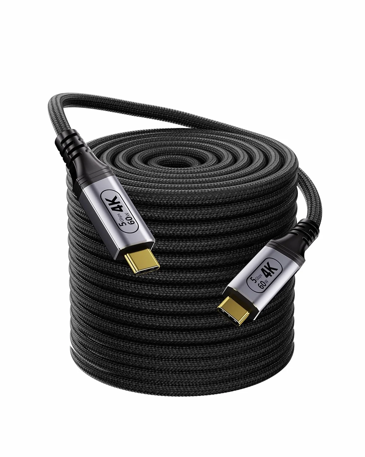 Długi kabel USB C, 10 m, USB-C transfer danych 5 Gb/s, typ C 60 W, szybkie ładowanie, 4K 60 Hz, transfer wideo do monitora, laptopa, koncentratora, SSD, wyświetlacza. Stacja dokująca