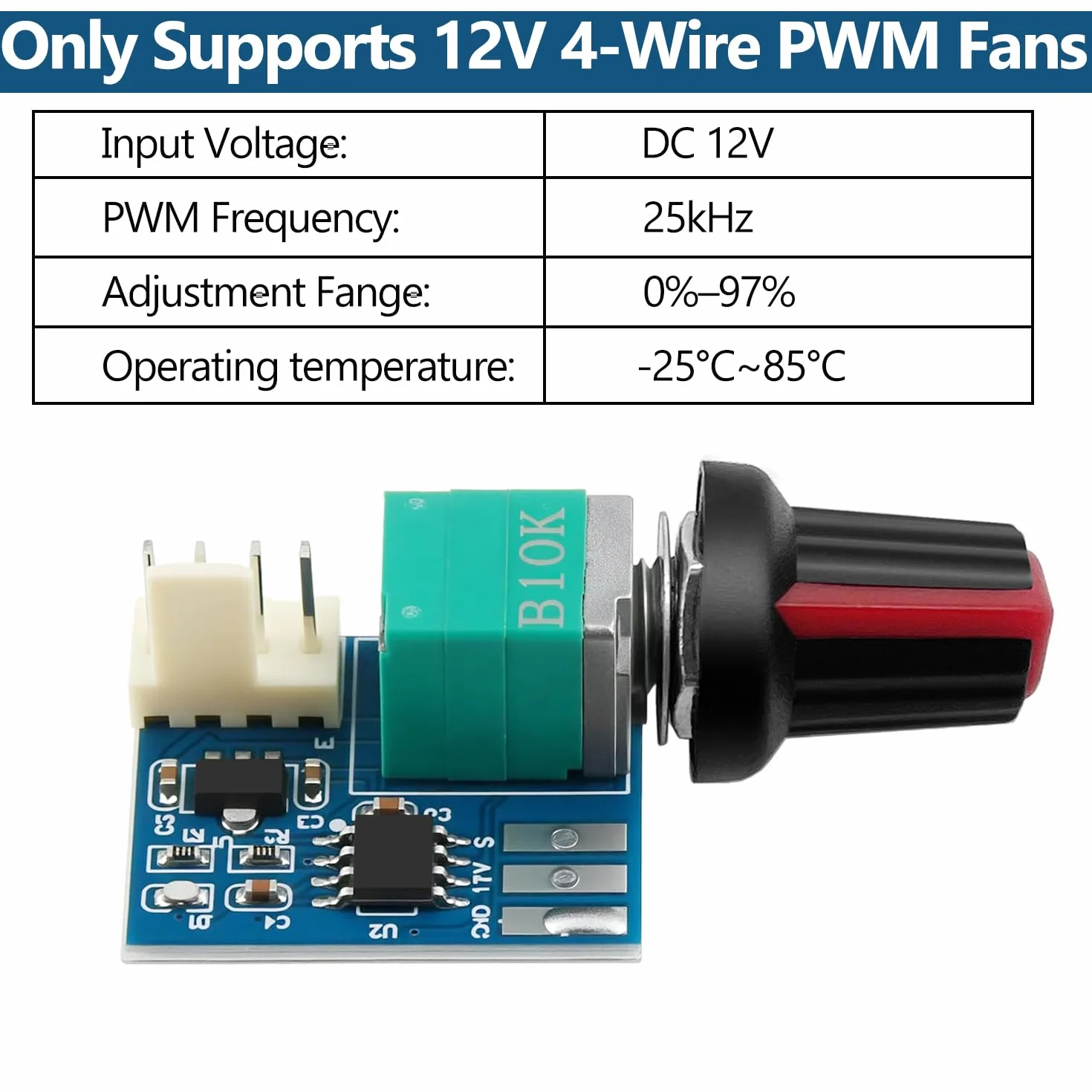 PWM regulator prędkości obrotowej DC 12V 25kHz wentylator CPU do PC