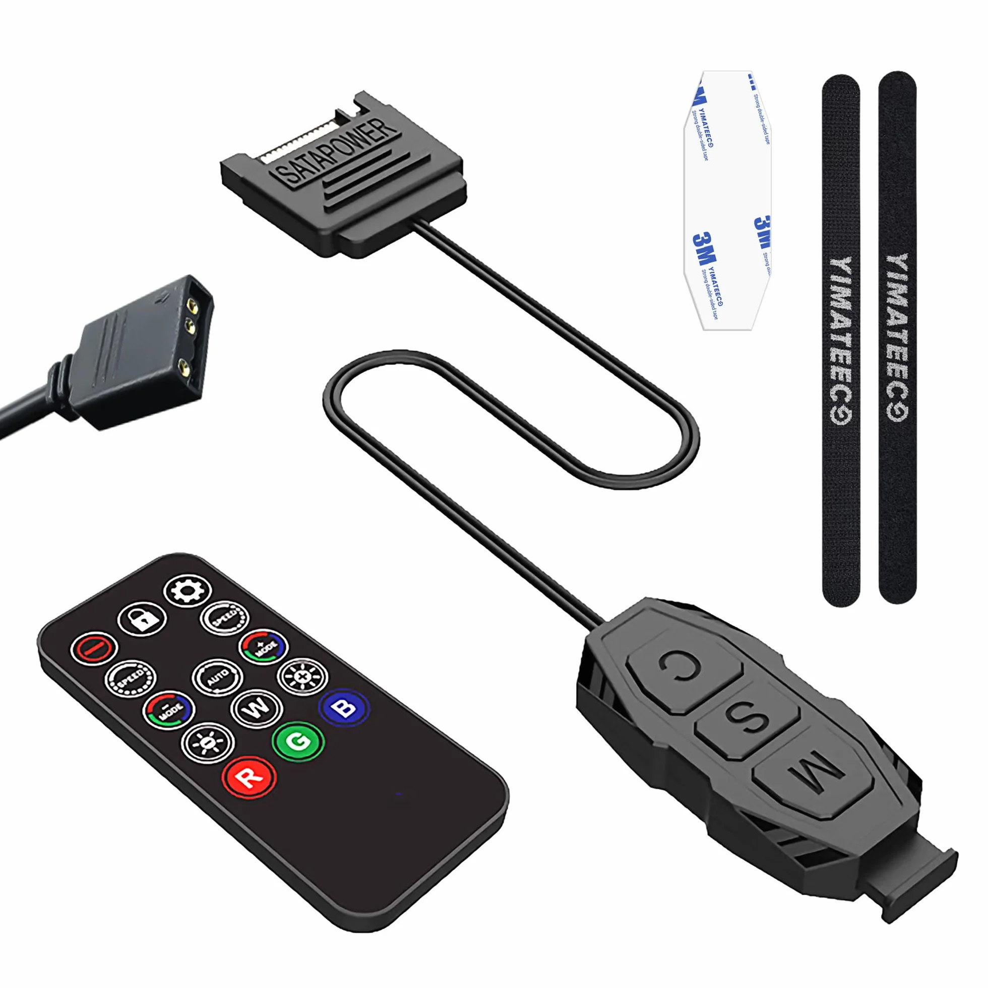 Kontroler ARGB 5V 3-pinowy RGB, wbudowany tryb oświetlenia, zasilacz SATA, 14 przycisków, bezprzewodowy zdalny przełącznik