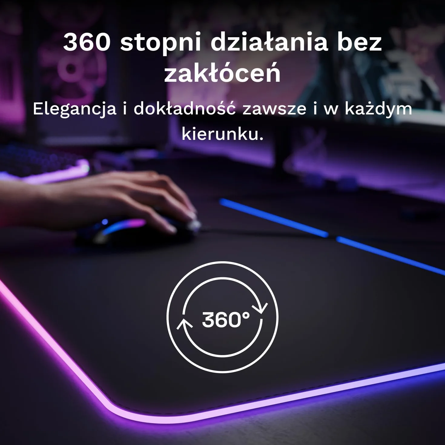 Glorious Gaming GMP 2 GLED XL Extended – podkładka pod mysz XL z dwustrefowym podświetleniem RGB, bezszwową krawędzią InfiniGlow, powierzchnią premium i gumowym spodem (615 x 355 x 3 mm)