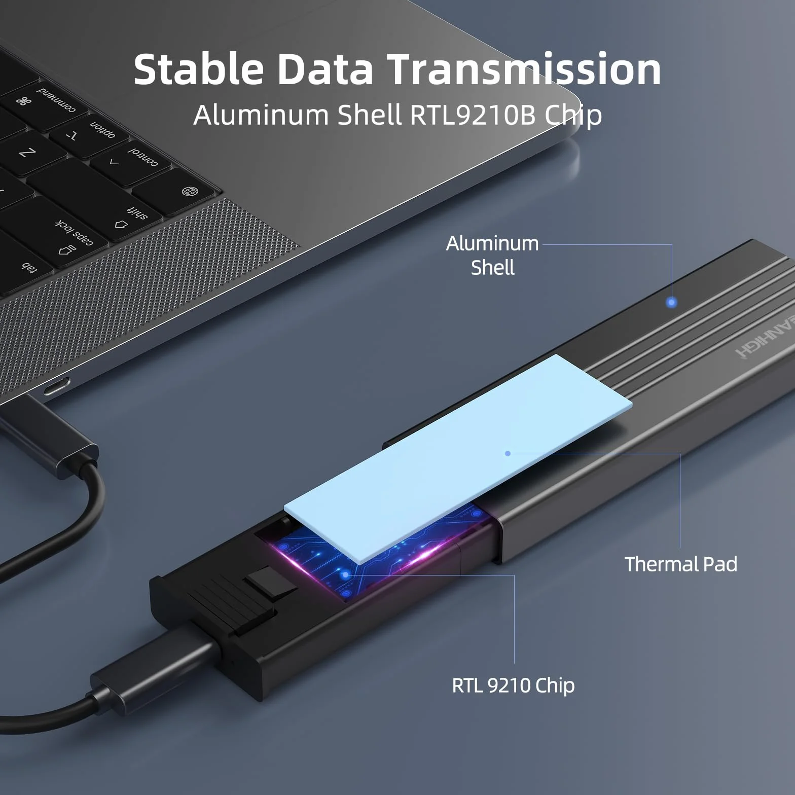 Obudowa M.2 NVME SATA SSD, bez użycia narzędzi, adapter USB 3.2 Gen 2, 10 Gb/s, NVME na USB, obsługuje zewnętrzne etui na dysk SSD M i B&M do rozmiaru 2242/2260/2280 (do 8 TB)