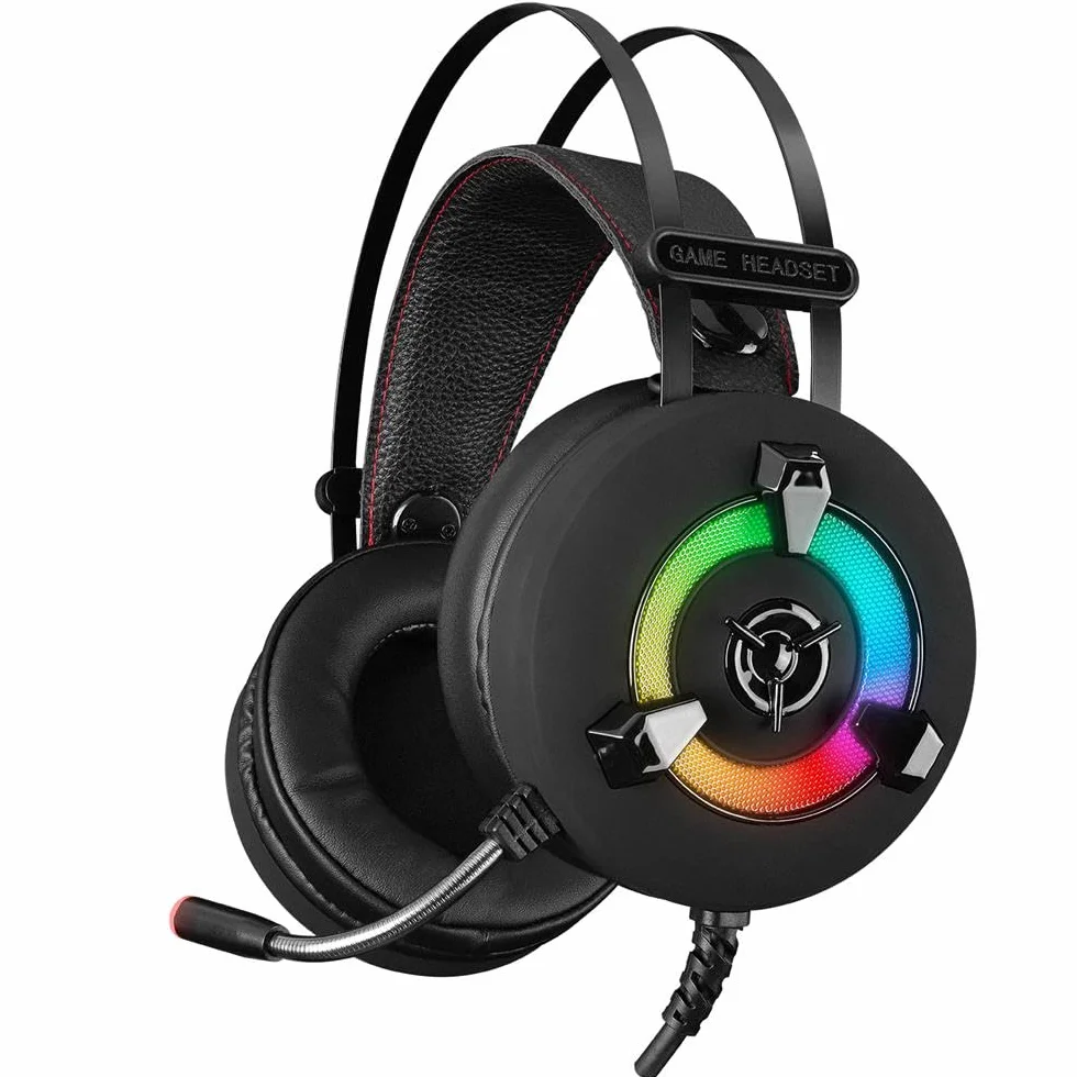 Rampage Miracle-X2 PLUS czarny RGB LED 7.1 Surround Sound system gamingowy zestaw słuchawkowy do gier z mikrofonem