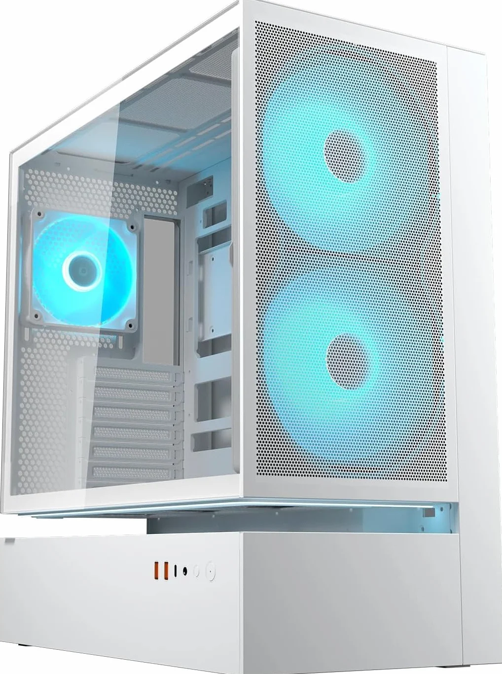 Cougar CFV235 - ARGB Gaming Mid‑Tower obudowa, ATX/CEB, 270° High‑Airflow, 4 wentylatory ARGB PWM, obsługa GPU do 430 mm, USB‑C (biały, CFV235 Mesh)