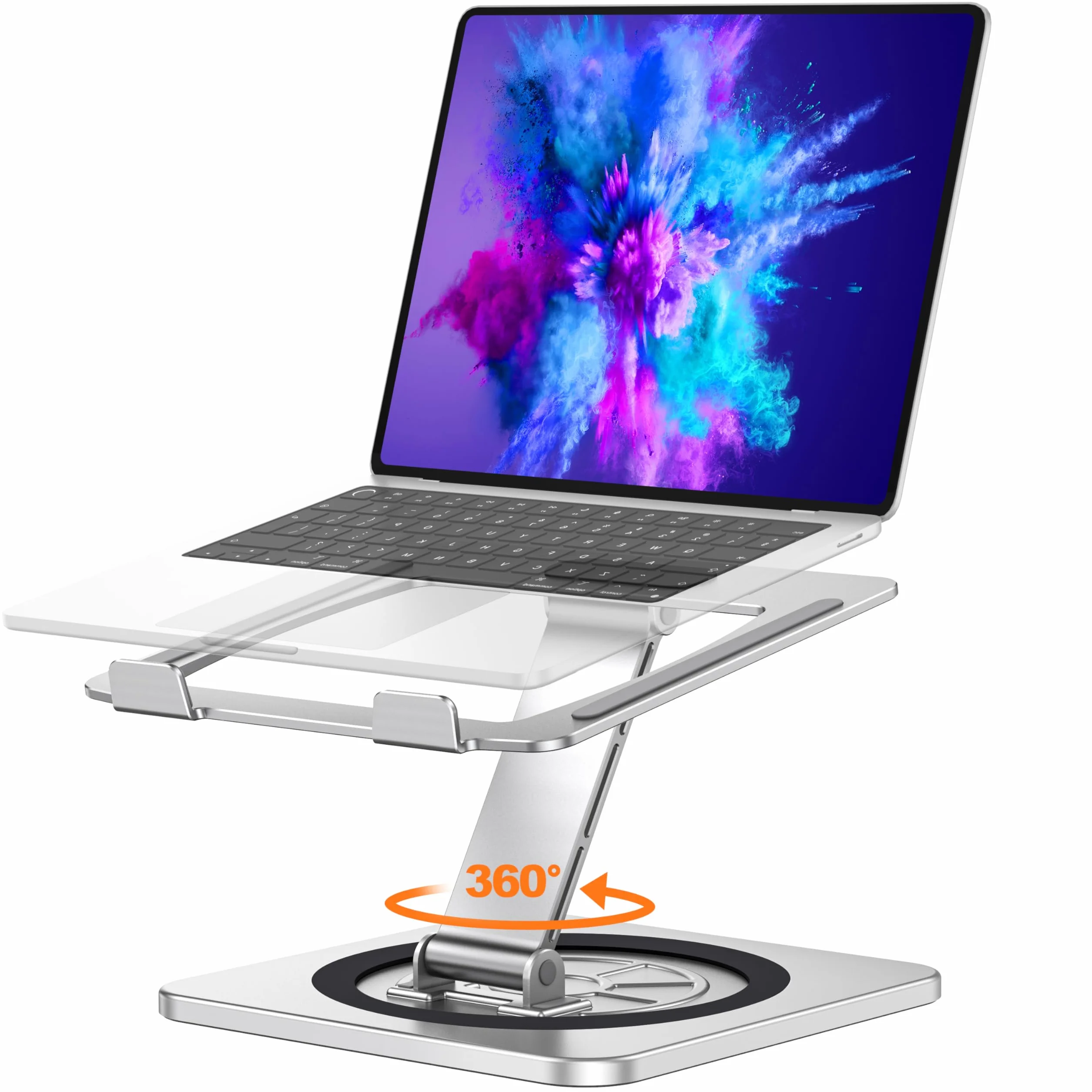 EOIWUY Stojak na laptopa z obrotową podstawą 360°, regulowany podnośnik do laptopa, ergonomiczny składany stojak komputerowy do pracy zespołowej, kompatybilny z MacBook Air Pro, Dell XPS, HP (10-16")