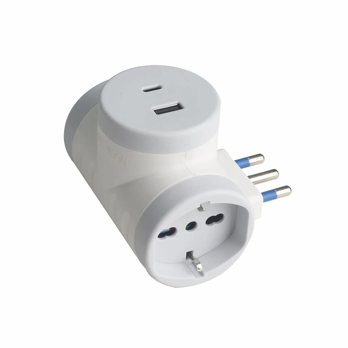 Adapter podróżny Wszystko w 1, wtyczka 16A z 2 gniazdami uniwersalnymi 10A/16A + 1 USB A (2.4A 12W)+ 1 USB C (3A 15W) szybkie ładowanie (10)