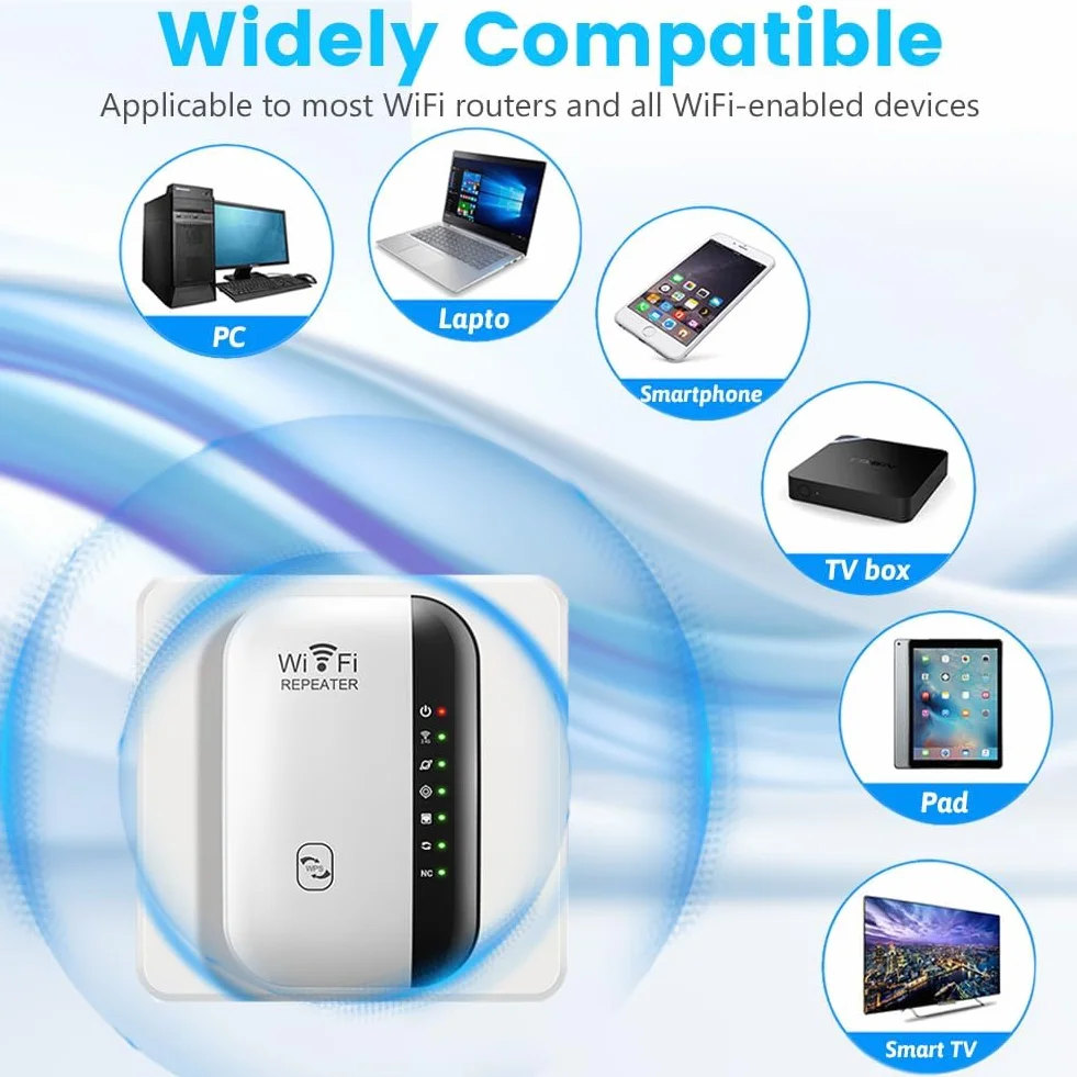 Flintronic Wzmacniacz WiFi 300 Mbit/s 2,4 GHz, wzmacniacz WiFi Long Range z trybem repeater/AP, wzmacniacz Wi-Fi z portem Ethernet do wszystkich urządzeń