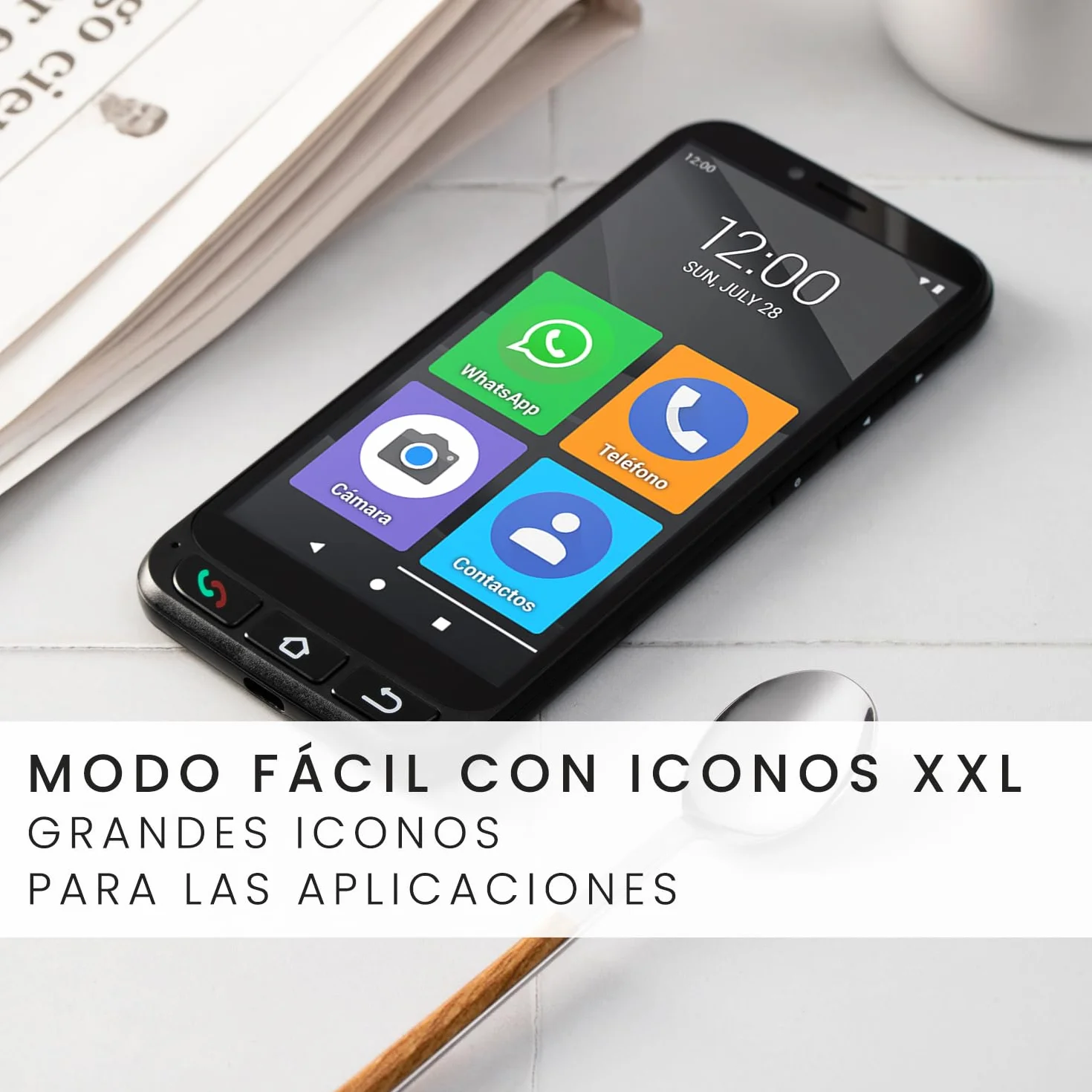 SPC Zeus 4G Pro + obudowa – smartfon dla seniorów | prosty tryb z symbolami XXL | przycisk SOS i zdalna konfiguracja | 4 GB RAM, 64 GB ROM, Android 11, aparat 13 MP, stacja ładująca, 5,5", czarny