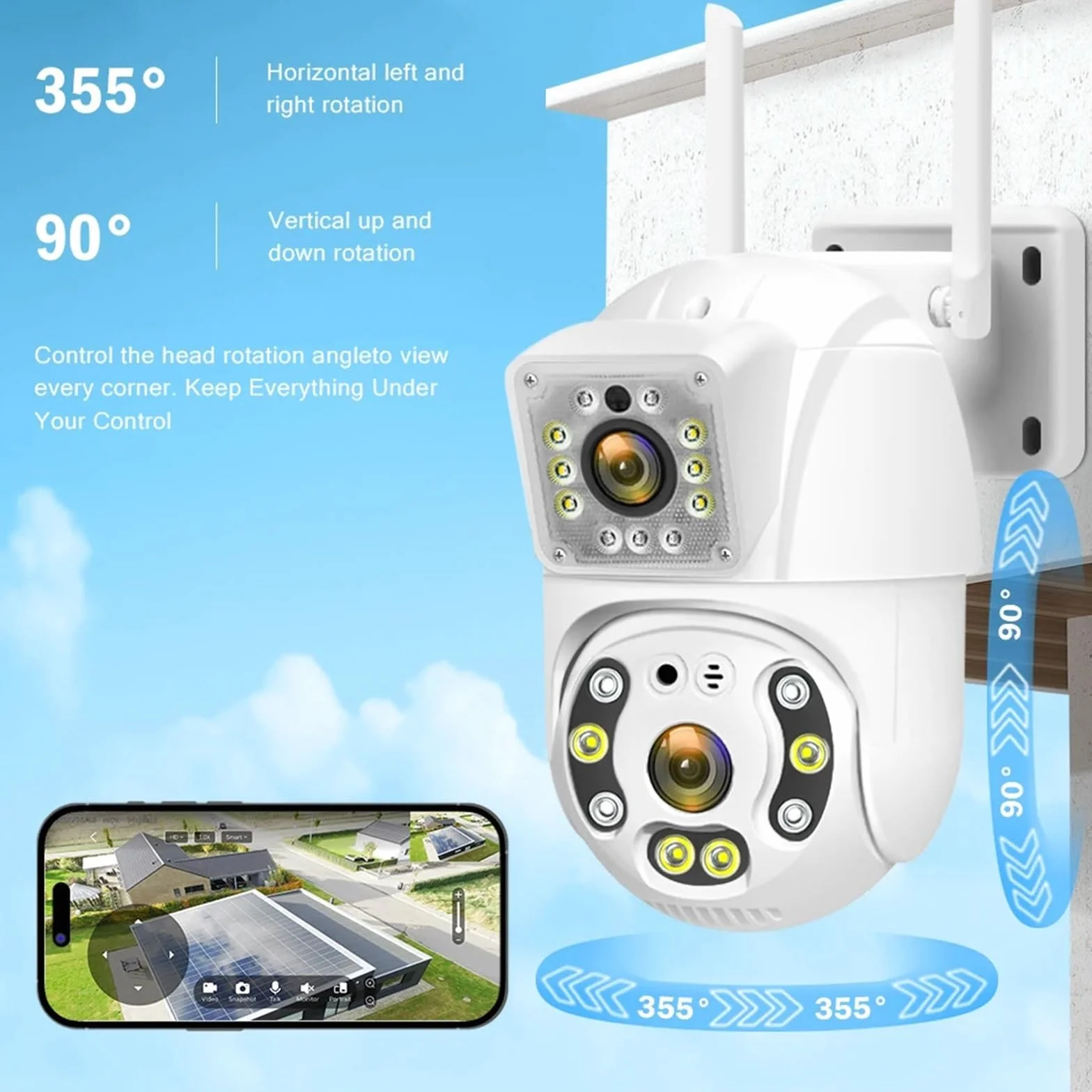 4MP kamera PTZ IP 5X podwójny obiektyw wykrywanie człowieka wykrywanie ruchu kamera do monitoringu cctv noktowizor zewnętrzny nadzór(4MP add 32G Card)