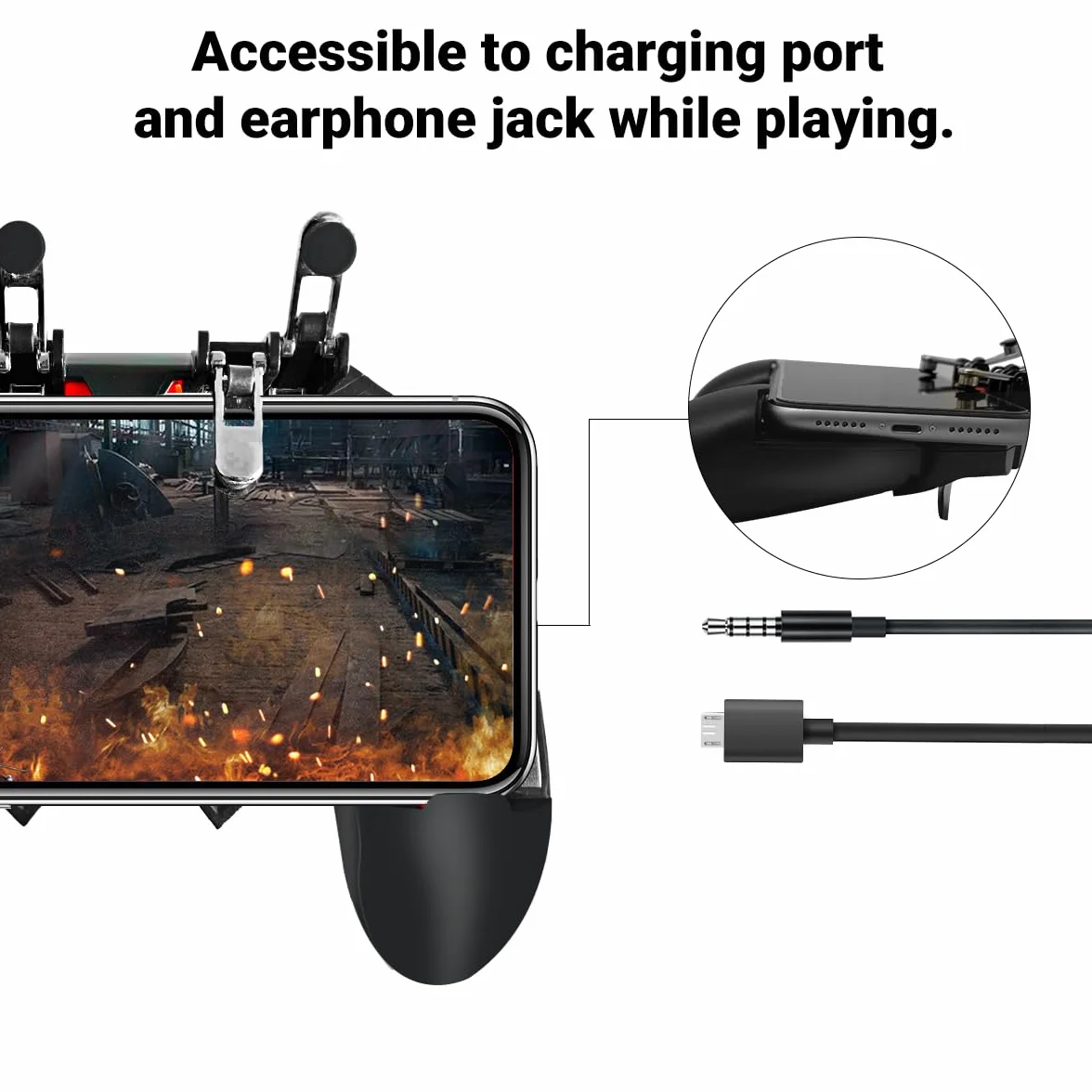 Ozkak Mobilny kontroler do smartfona, gamepad, uproszczony, przenośny, 4 spusty, L1R1, L2R2, uniwersalny do PUBG COD, Android, iOS, iPhone, Samsung, Huawei, telefonów komórkowych o szerokości od 7 do