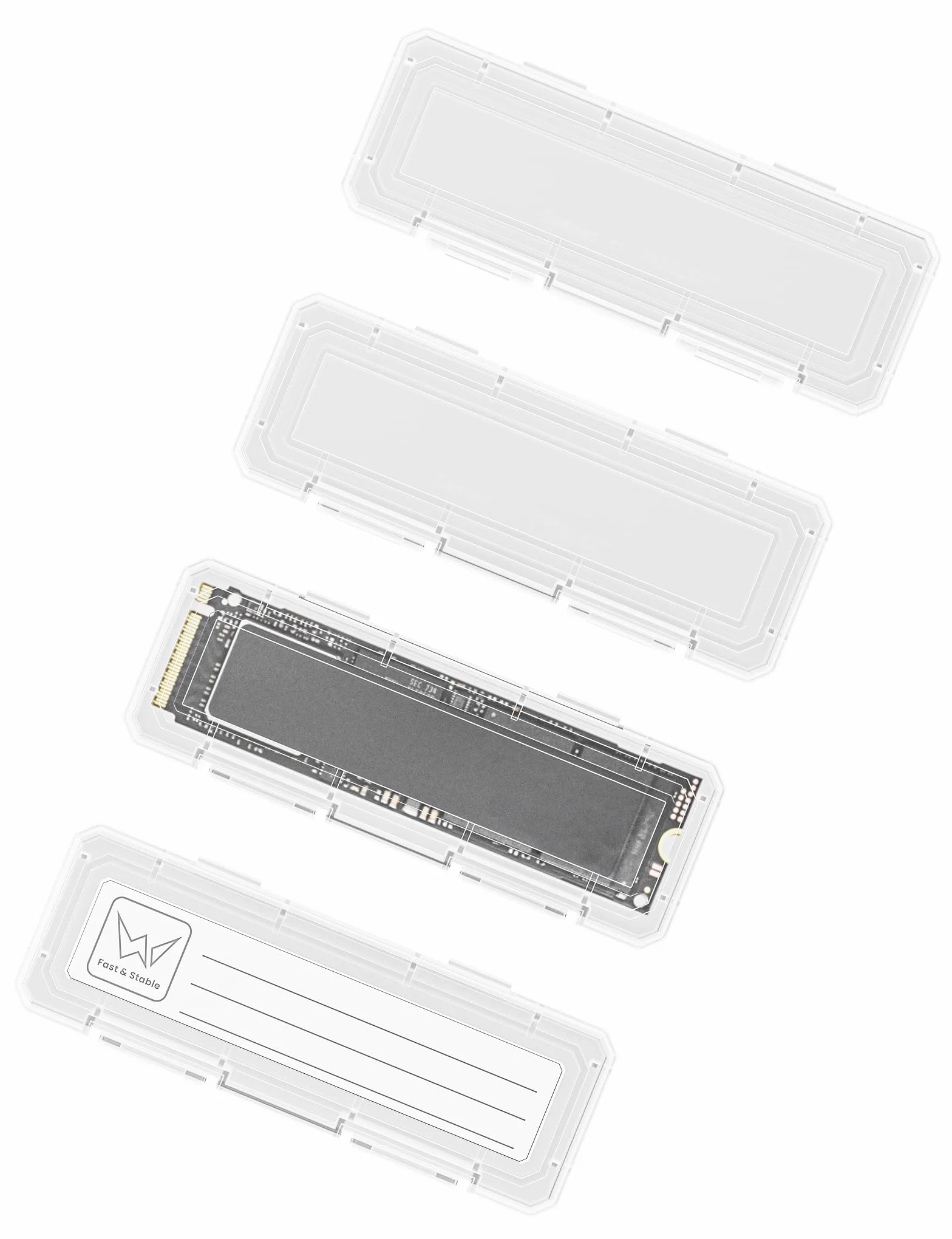 4 szt. M.2 2280 SSD przezroczysty plastikowy dysk twardy do Samsung/Kingston/WD/Silicon, M.2 NVME / AHCI 2280 SSD pudełko do przechowywania