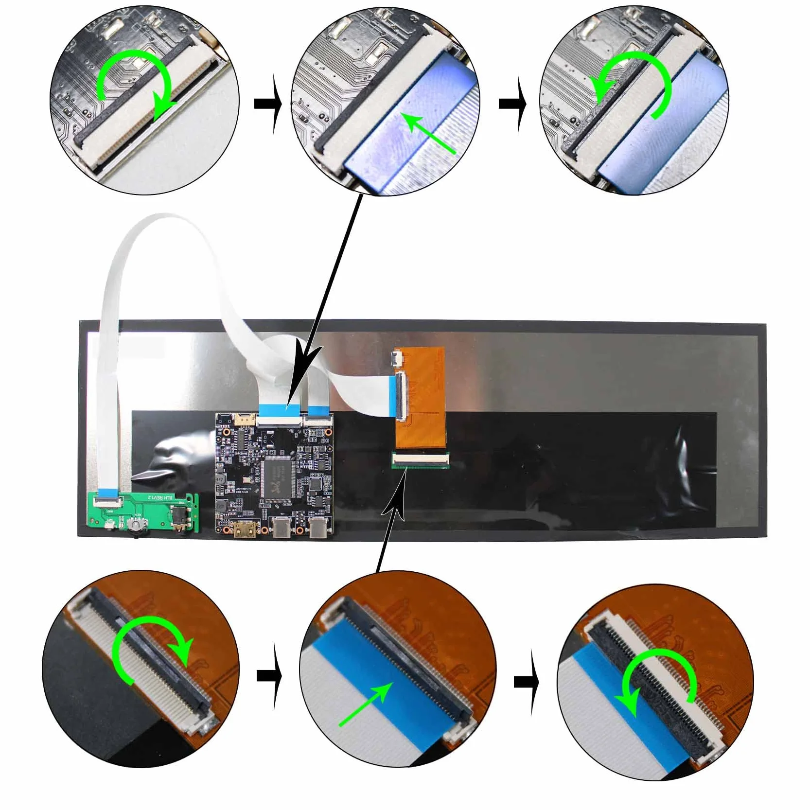 VSDISPLAY Ekran LCD IPS 14,5 cala 2560 x 720 2K 350 nitów i płyta kontrolera USB USB C, rozciągnięty szeroki wyświetlacz do samodzielnego wykonania obudowy komputera/wyświetlacza podrzędnego