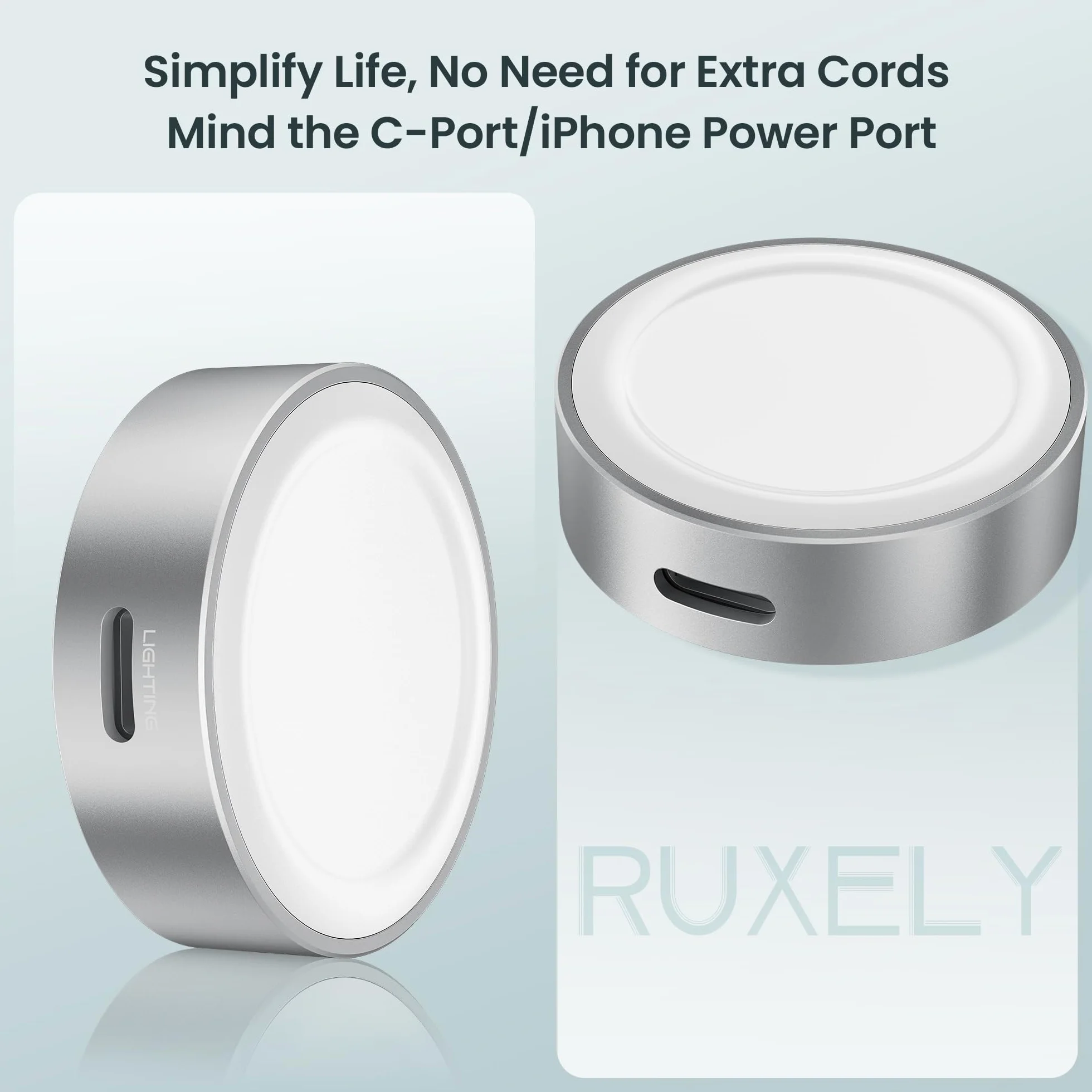 Ruxely Magnetyczna Ładowarka Bezprzewodowa do Apple Watch iWatch, Szybka Ładowarka USB C, Krótki Kabel, Series 10 9 8 7 6 Ultra 2 SE 42/46/44mm