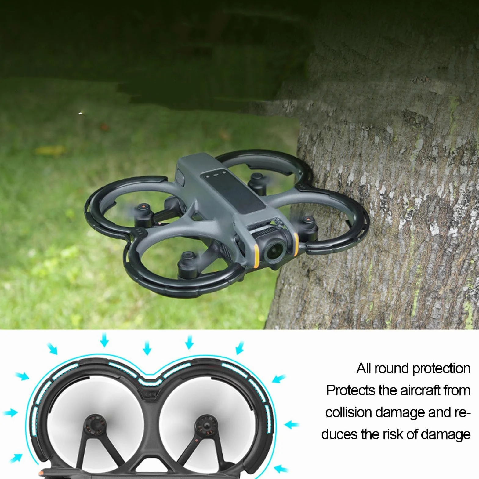 Tbest Drone Propeller Guard, lekki zderzak ochronny do drona Avata 2 (czarny)