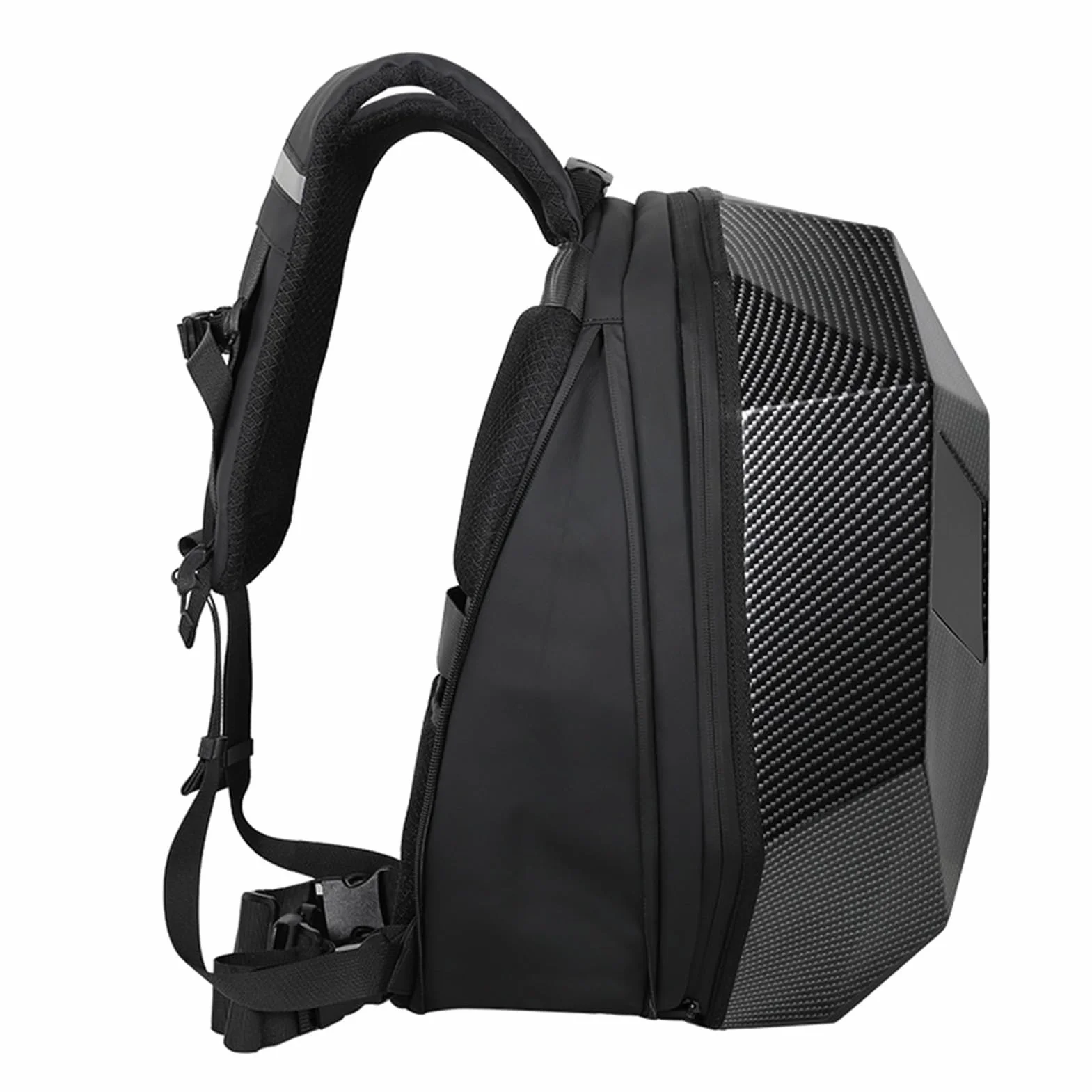 Walfront Plecak LED, programowalny ekran, wodoodporna twarda obudowa, kontrola aplikacji dla aplikacji LOY EYES, plecak motocyklowy LED zasilany przez USB, pełnokolorowy ekran punktowy 48 x 48