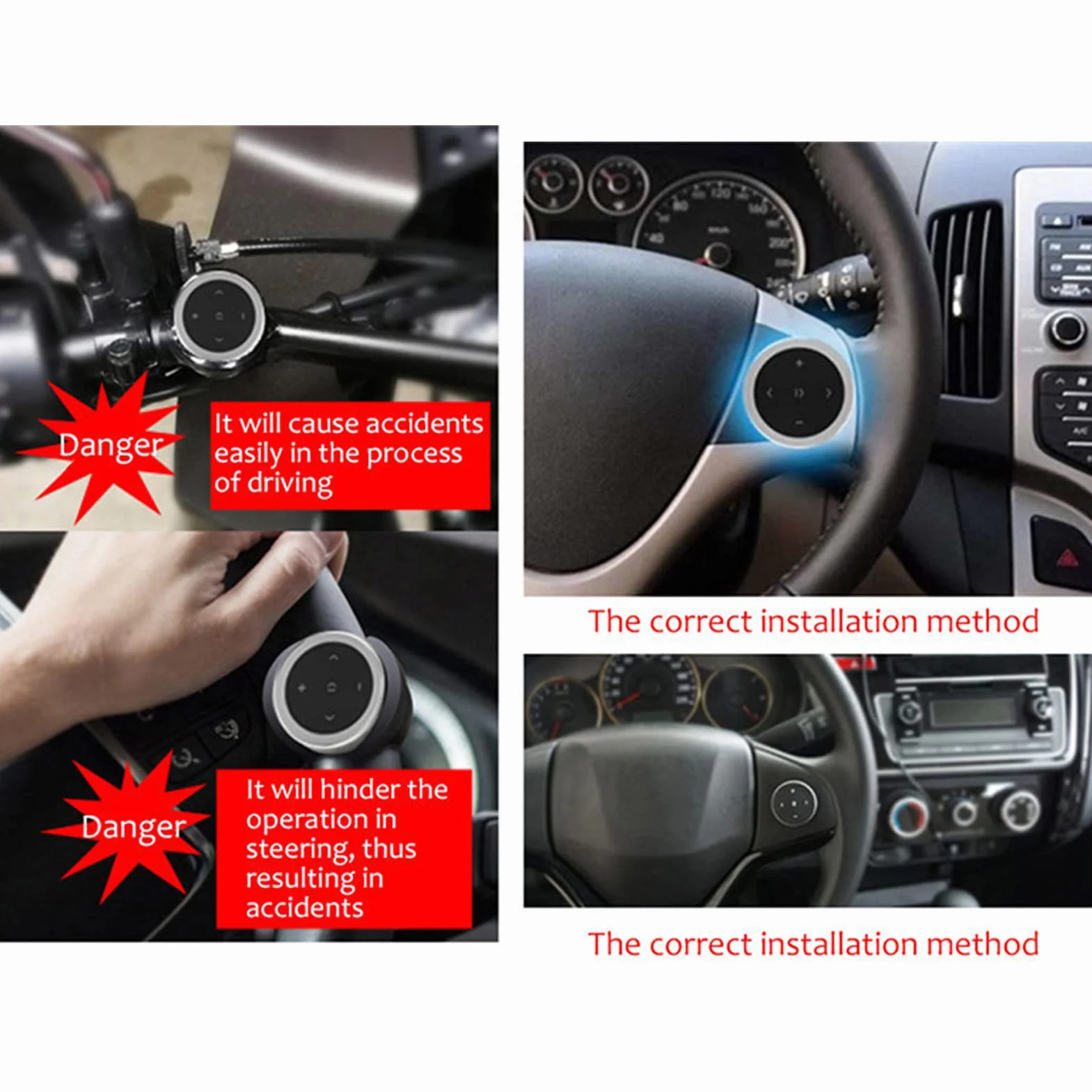 Bezprzewodowy Pilot Bluetooth do Kierownicy Samochodu, Kompatybilny z iPhone i Android