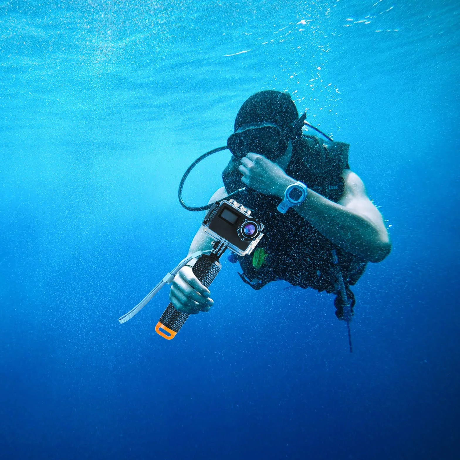 Uchwyt do pływania Action Cam podwodny, wodoszczelny statyw jednonożny z trzema długimi śrubami, unoszący się uchwyt, statyw do nurkowania GoPro Hero, kamera Action