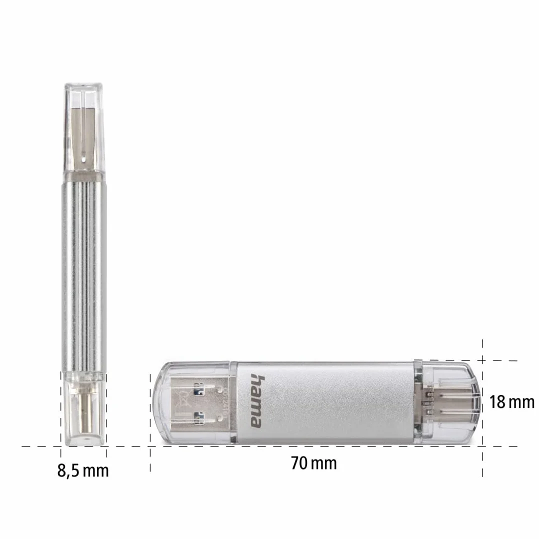 Hama C-Latea Pamięć USB C USB A 64 GB 40 MB/s Pendrive Srebrny