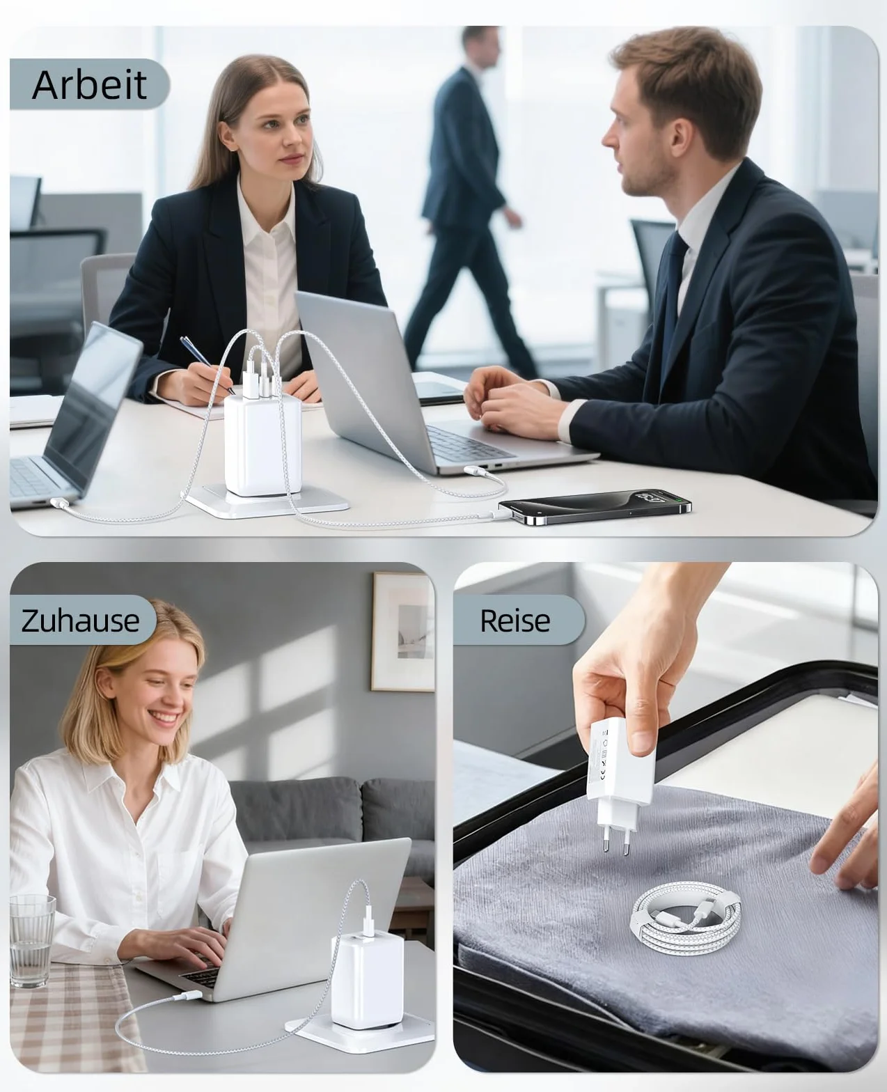 Ładowarka USB C 65 W, 3-portowa, ładowarka PD 60 W, szybkie ładowanie PPS, kompatybilna z iPhone 17/16/15, Samsung Galaxy S25/S24 Ultra, MacBook Pro/Air, iPad, Google Pixel 10/9 itd.
