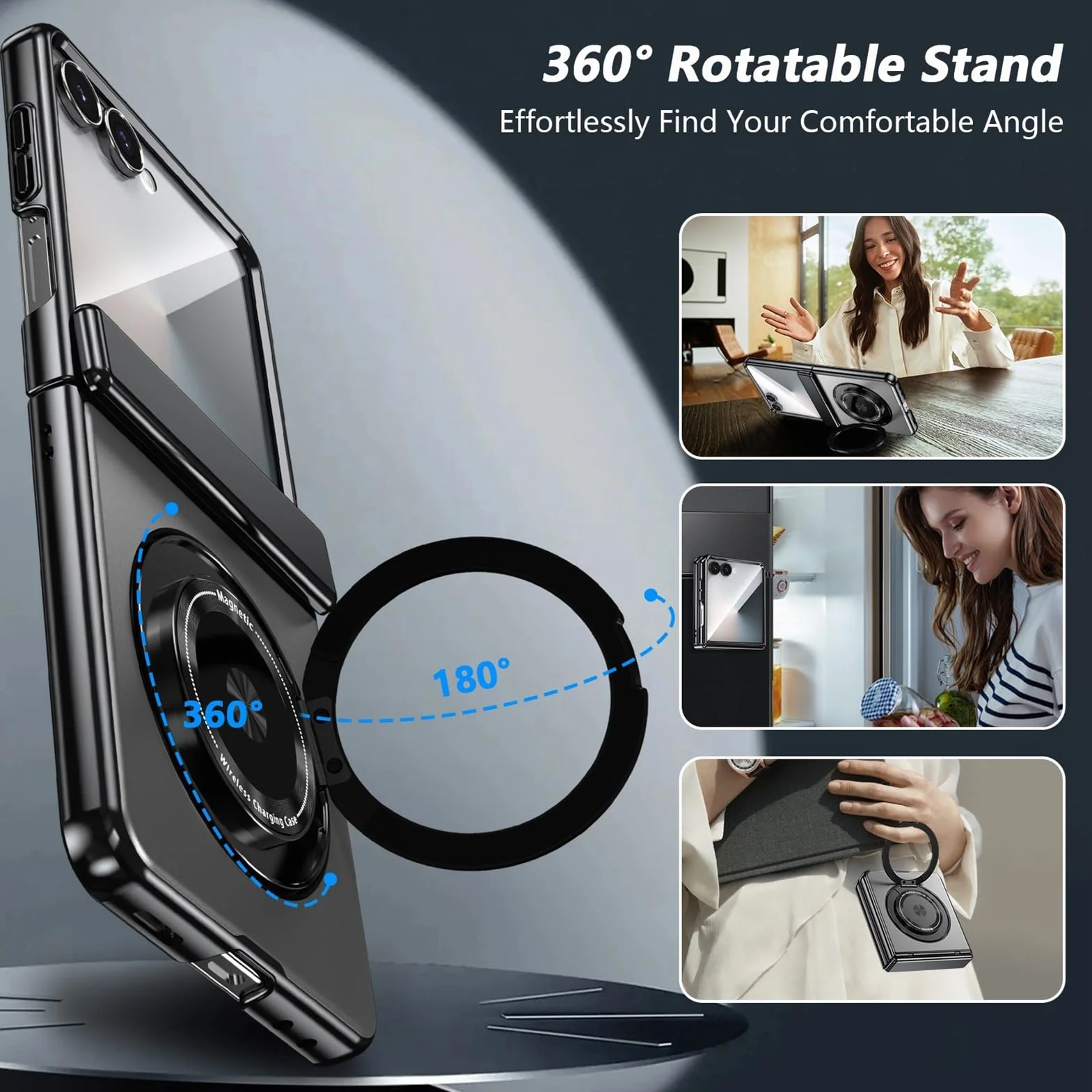 Cienkie etui do Samsung Galaxy Z Flip 8, pierścień powlekany na zamek błyskawiczny, magnetyczny ochraniacz ekranu, fioletowy, Flip 8