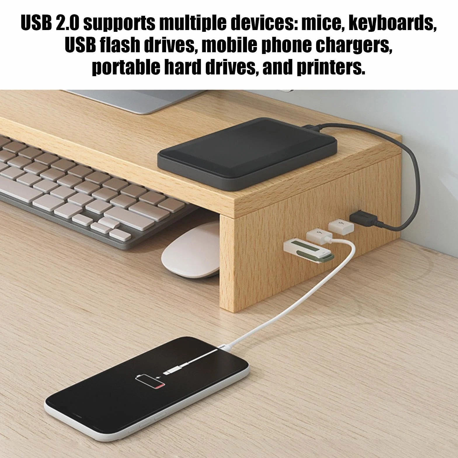 monitor biurko – wzmacniacz z 4 portami USB | monitor biurkowy pó?ka laptopa, do pracy, nauki, gier, artyku?y pa, akcesoria cyfrowe, klawiatura, drukarka