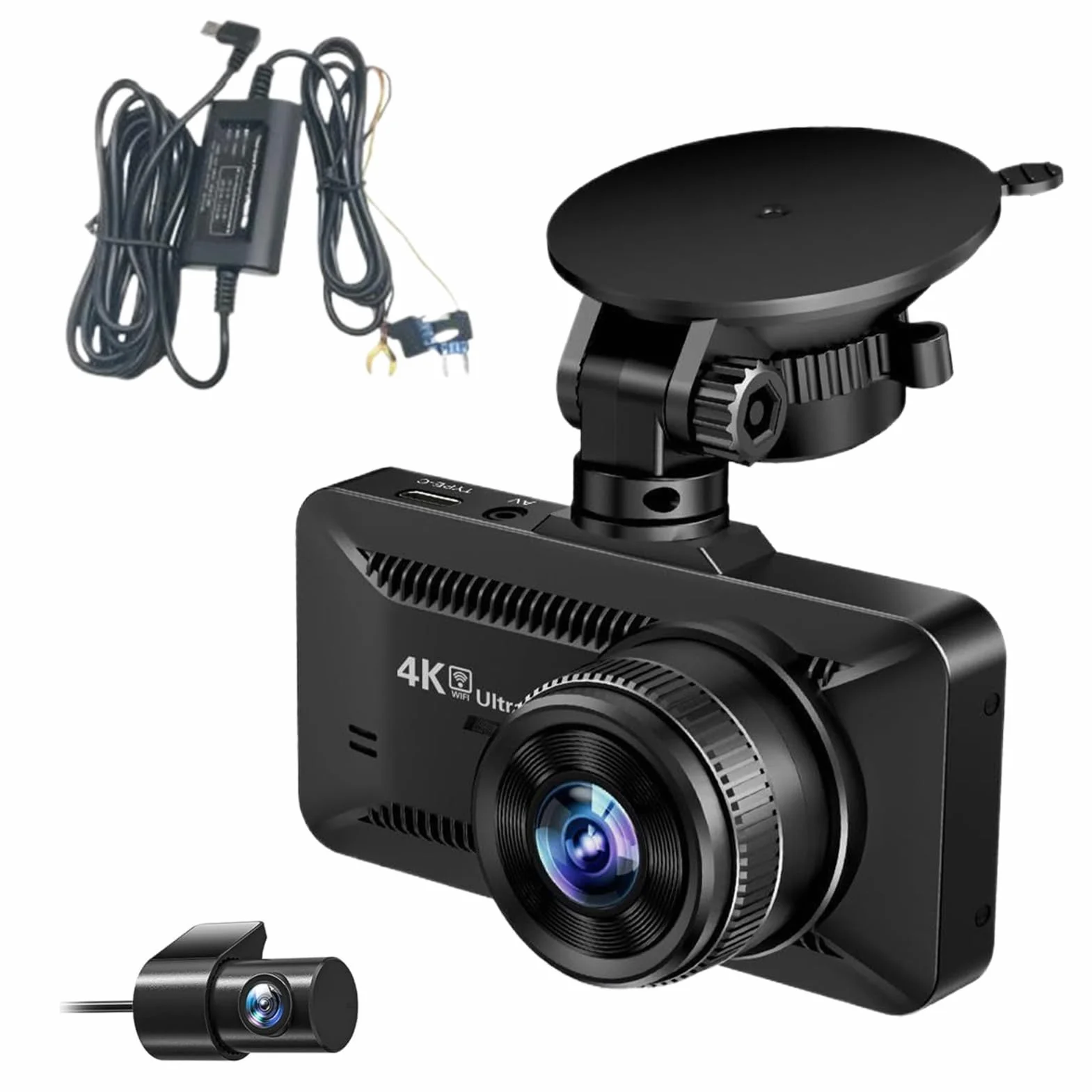 Kamera samochodowa Rejestrator 4K | Kamera pojazdu o szerokim kącie 170 stopni do monitorowania pojazdów i ciężarówek do parkowania jazdy i podróży drogowej