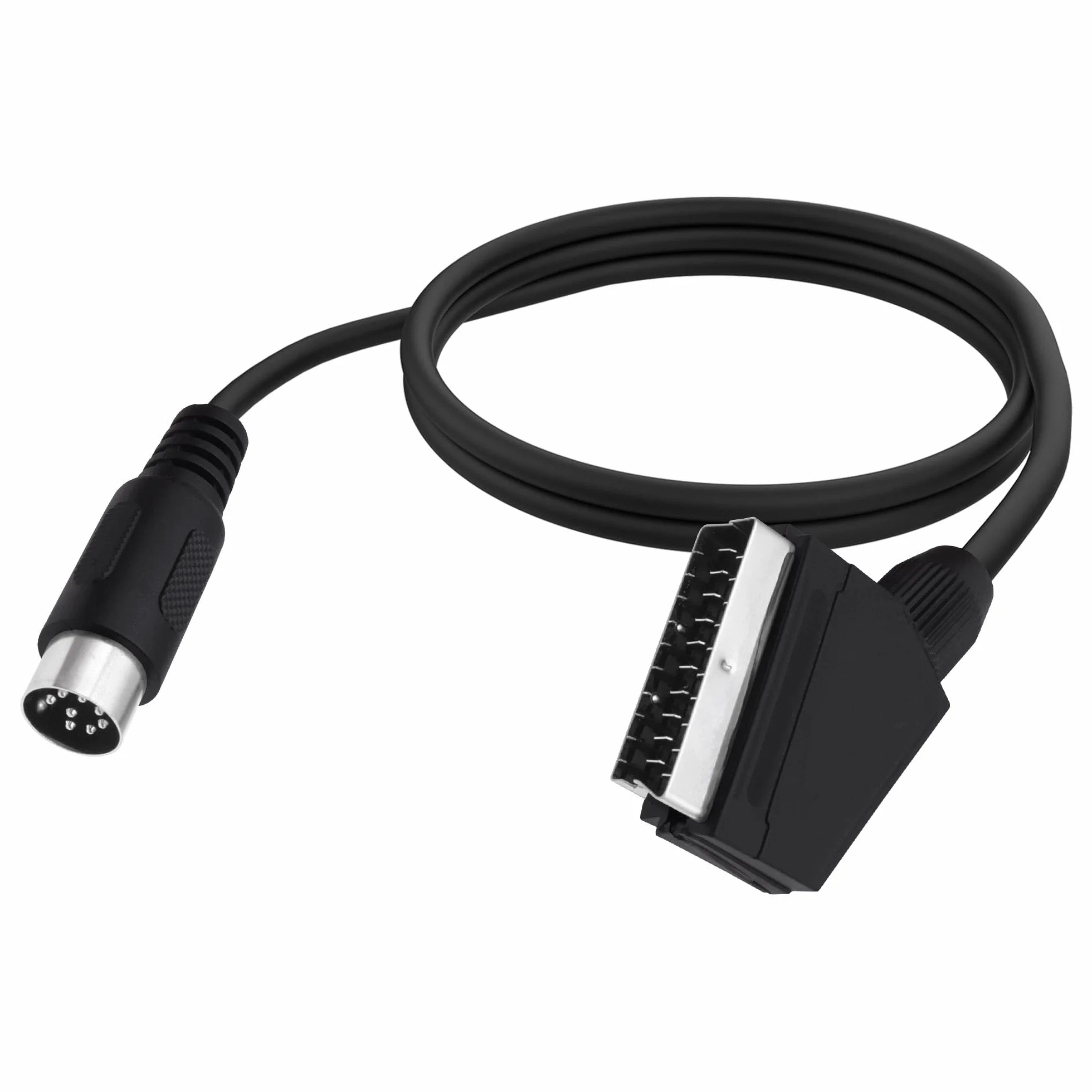 8 pinów Din do SCART kabel prowadzący do konsoli do gier 21 pin RGB SCART męski do DIN 8 pinów męski wtyk AV kabel audio video adapter kabel prowadzący do konsoli do gier, TV, monitora, 1,8 m