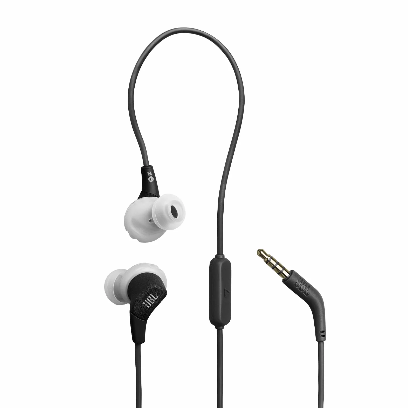 JBL Endurance Run 3 przewodowe słuchawki sportowe z technologią FlipHook i TwistLock, pyłoszczelne i wodoodporne IP65, dźwięk JBL Pure Bass, mikrofon liniowy i pilot, USB-C, czarne/szare