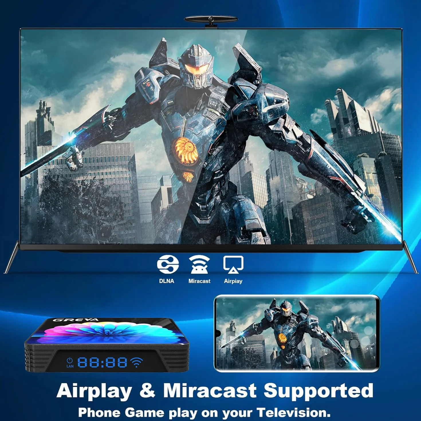 GREVA Android 13.0 TV Box, 8K Ultra HD Android Box 4G RAM 32G ROM RK3528 czterordzeniowy 64-bitowy Cortex-A53, UHD 8K WiFi6 10/100 M LAN Enternet Bluetooth 5.0 Smart TV Box Streaming Media Player