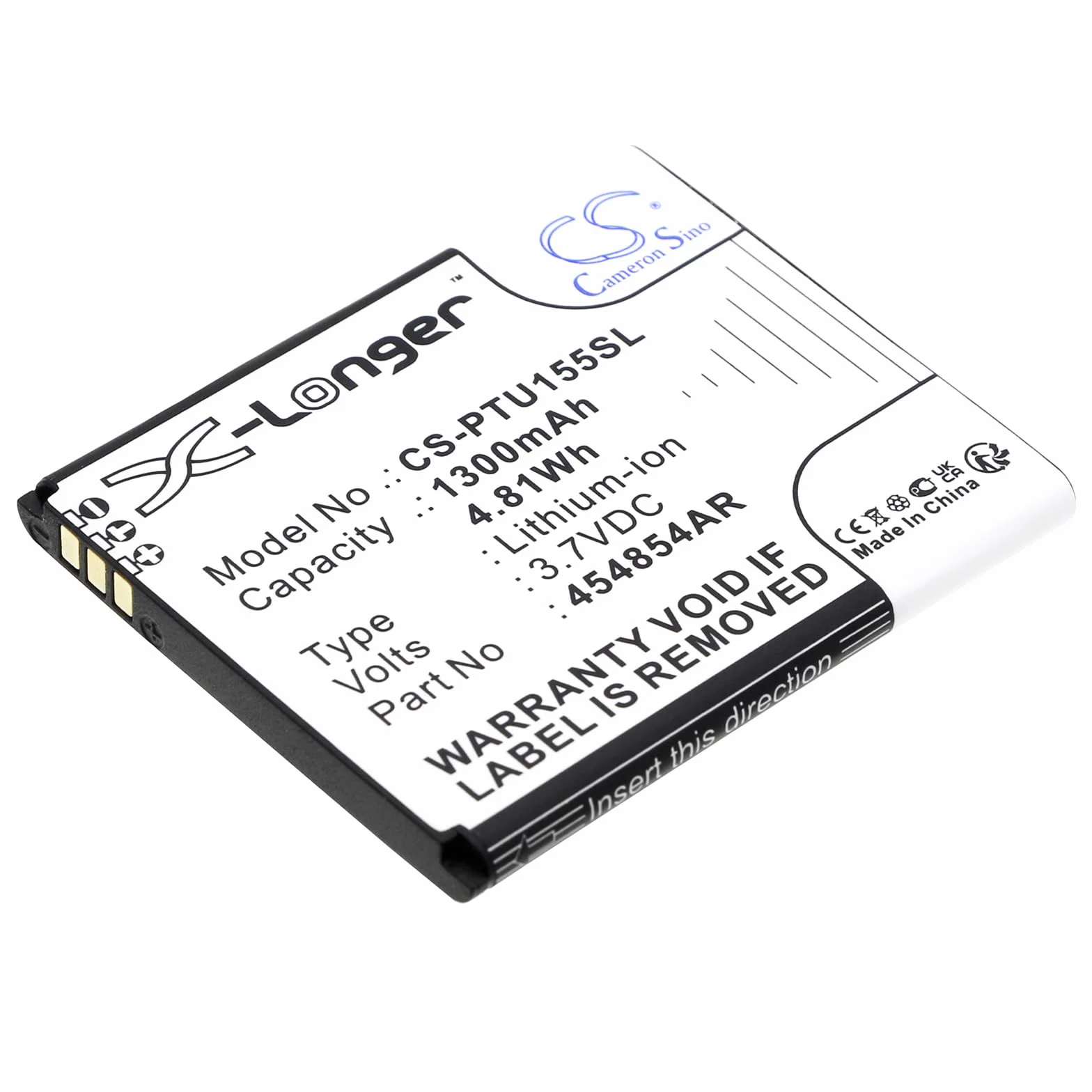 TECHTEK Bateria 1300mAh kompatybilny z [Panasonic] KX-TU150, KX-TU150EXR, KX-TU155, KX-TU155EXCN, KX-TU155EXRN, KX-TU160, KX-TU550 zastępuje 454854AR, 454854AR-E