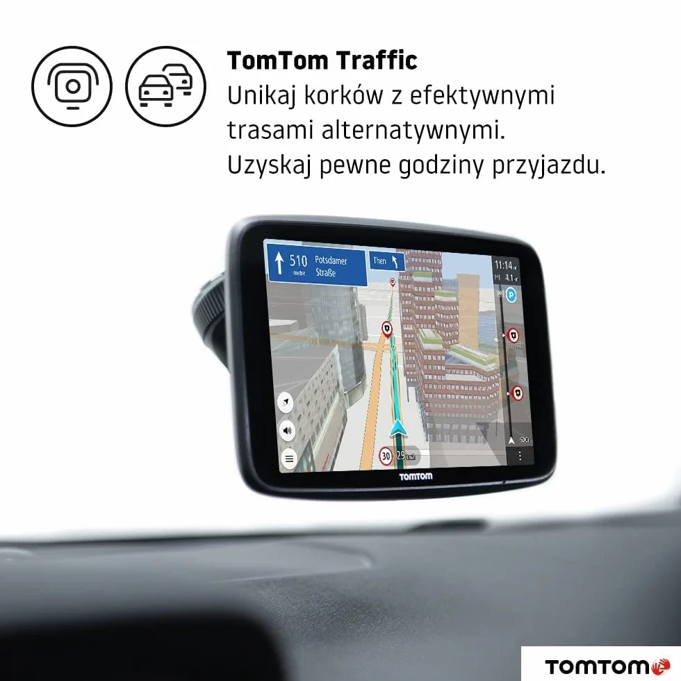 TomTom GO Discover nawigacja GPS z ekranem 5 cali, (mapy Świata, informacje o korkach TomTom Traffic, WiFi, informacje o cenach paliw, dostępności parkingów, uchwyt magnetyczny)