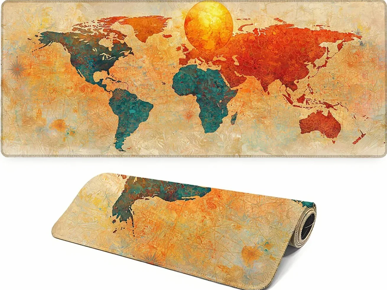 YF-3878 Podkładka pod mysz XXL, 1600 x 800 x 3 mm, bardzo duża mapa, podkładka na biurko, antypoślizgowa gumowa podstawa, retro, duża, nadaje się do prania, precyzyjna i szybka podkładka pod mysz do