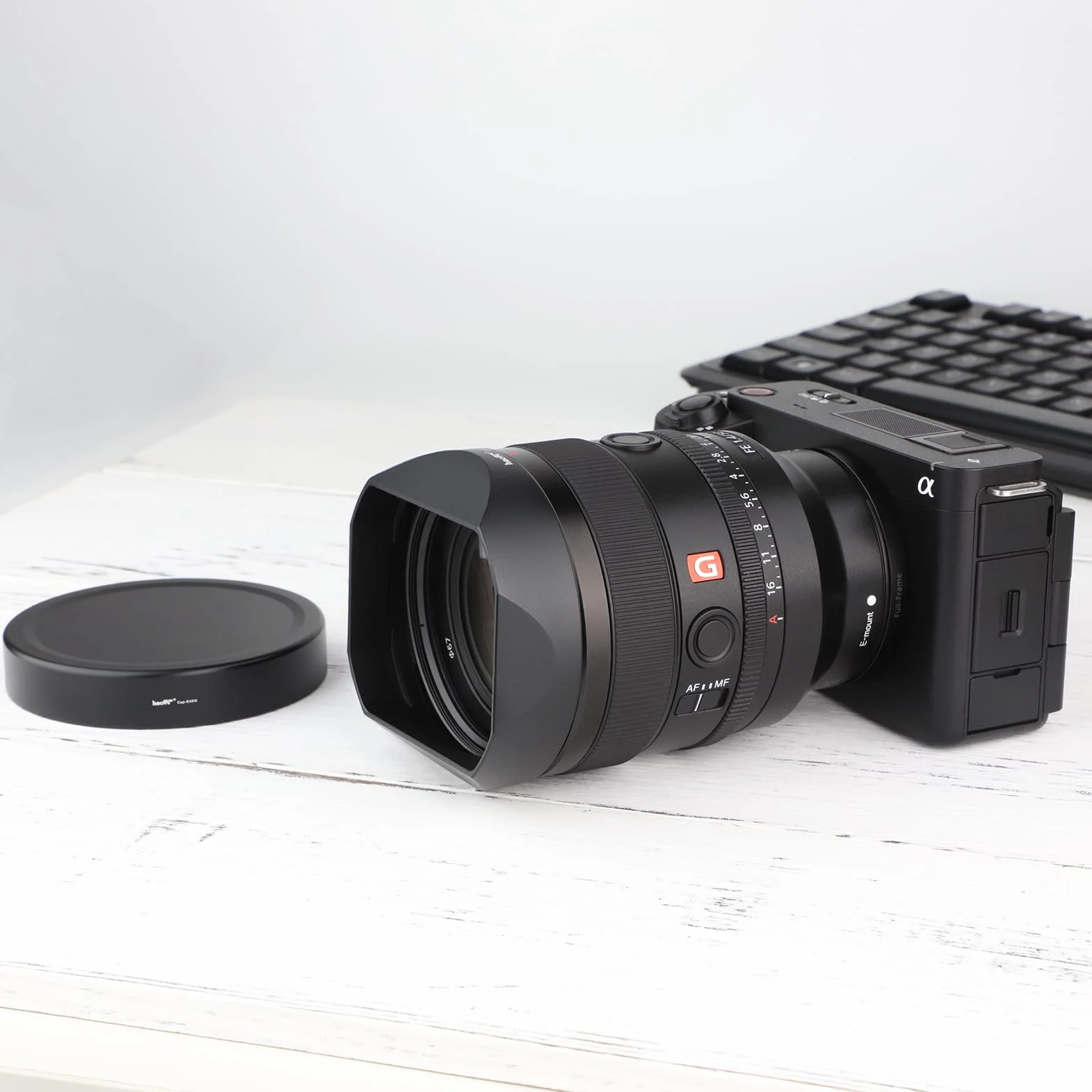 Haoge Bagnetowa osłona obiektywu metalowy kwadratowy do obiektywu Sony FE 35 mm F1.4 GM, (z metalową przednią nasadką), zastępuje Sony FE35mm F1.4 GM Hood ALC-SH164