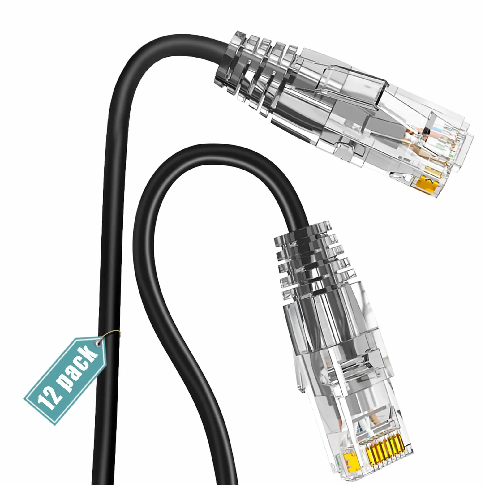 Ercielook Cat6a kabel krosowy 0,15 m (12 sztuk), kabel Cat6a Lan, 10 Gbps 550 MHz, szybki kabel sieciowy, 28AWG czysta miedź, krótki kabel Ethernet do panelu krosowego/szafy sieciowej