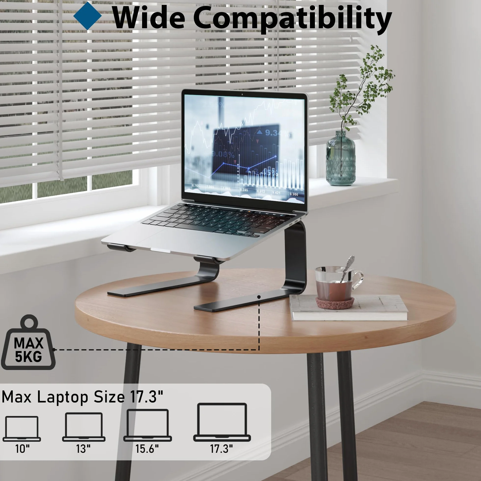 BONTEC Ergonomiczna Podstawka pod Laptopa z Regulacją Wysokości, Kompatybilna z Laptopami 10-17", Podstawka na Biurko z Odprowadzaniem Ciepła, Czarna – Idealna dla Poprawy Postawy i Komfortu Pracy