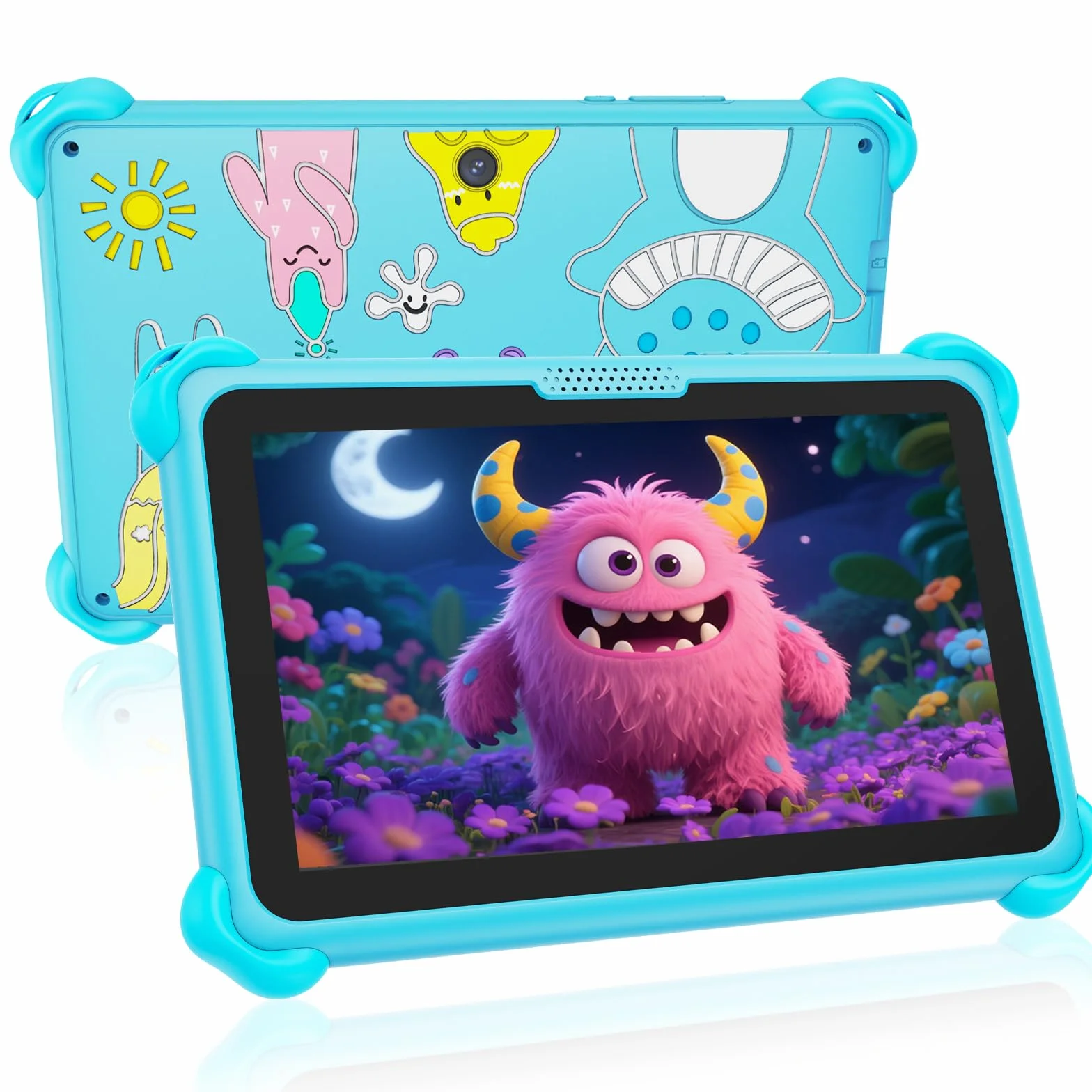 Tablet dla dzieci 7 cali 32 GB tablet z systemem Android WiFi dla dzieci pokrowiec ochronny kontrola rodzicielska tablet dla dzieci w wieku 3-7 lat (niebieski)