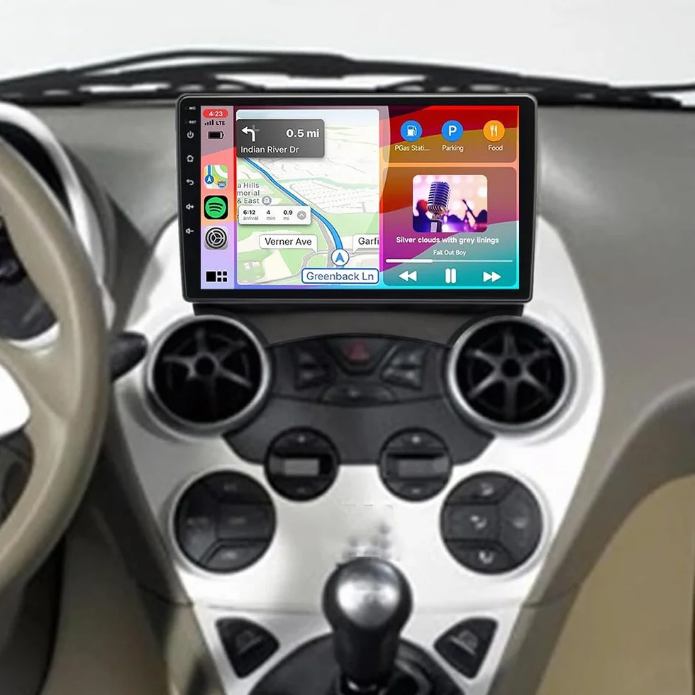 2+64G Podwójny Din Radio samochodowe do Ford Ka 2008-2014 Wireless Carplay Android Auto 9"IPS-Touchscreen Android 14 Autoradio GPS-Navigation Bluetooth FM RDS Kamera cofania WiFi Mirror Link SWC