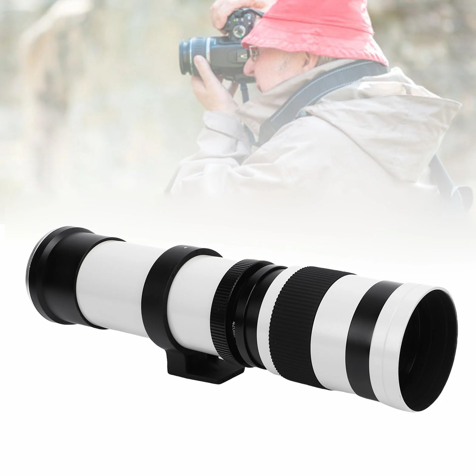 Cuifati Teobiektyw do Aparatu Montażowego RF z Zakresem Przysłony F8.3 do F16 i Zakresem Ogniskowym od 420 Mm do 800 Mm (ręczne ostrzeżenie). (WHITE)
