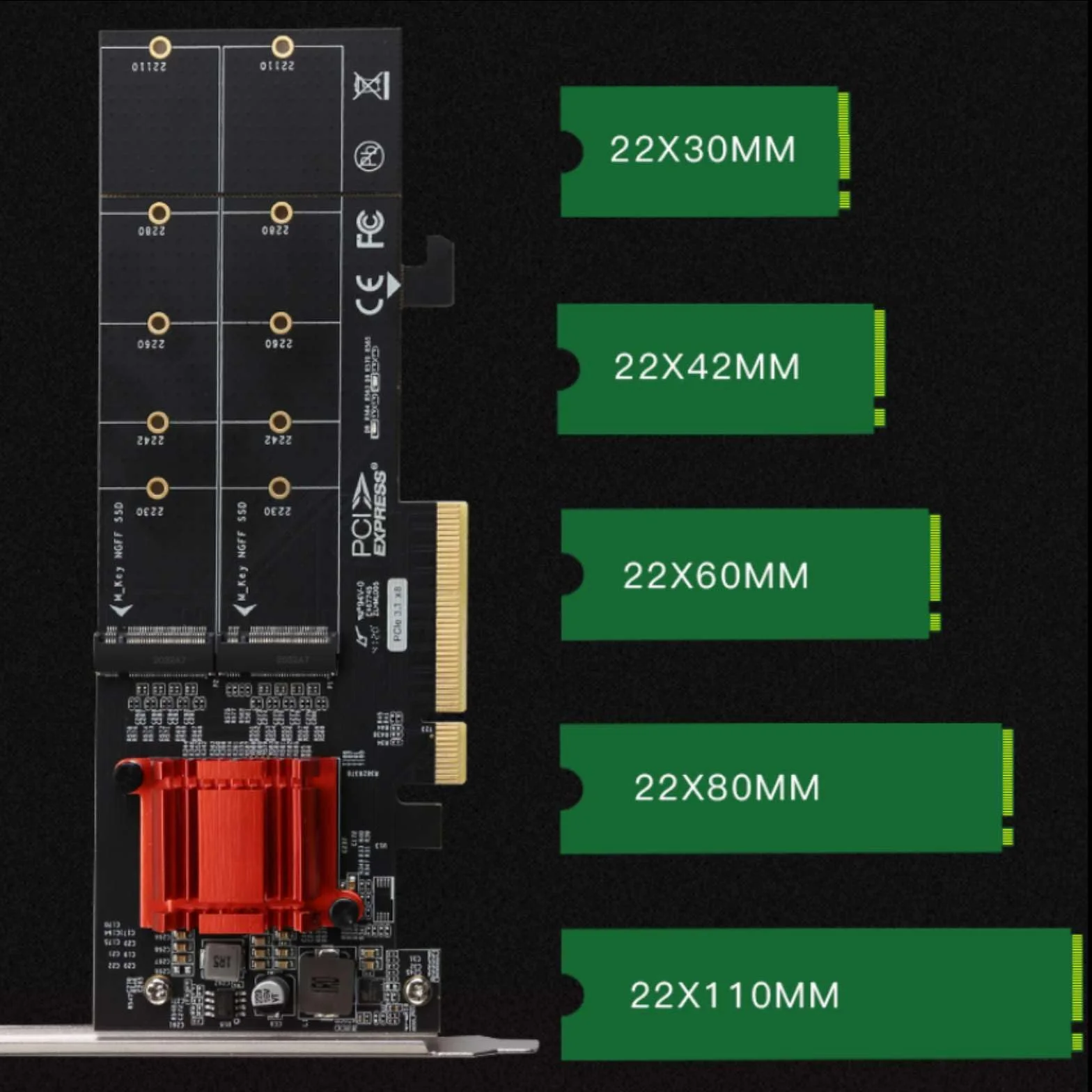 PCI-E x8 do 2-portowej karty rozszerzeń M.2 NVMe z półprzegrodą transmisją 8 Gb/s ASM2812 obsługuje dyski SSD M.2 NVMe do komputerów stacjonarnych