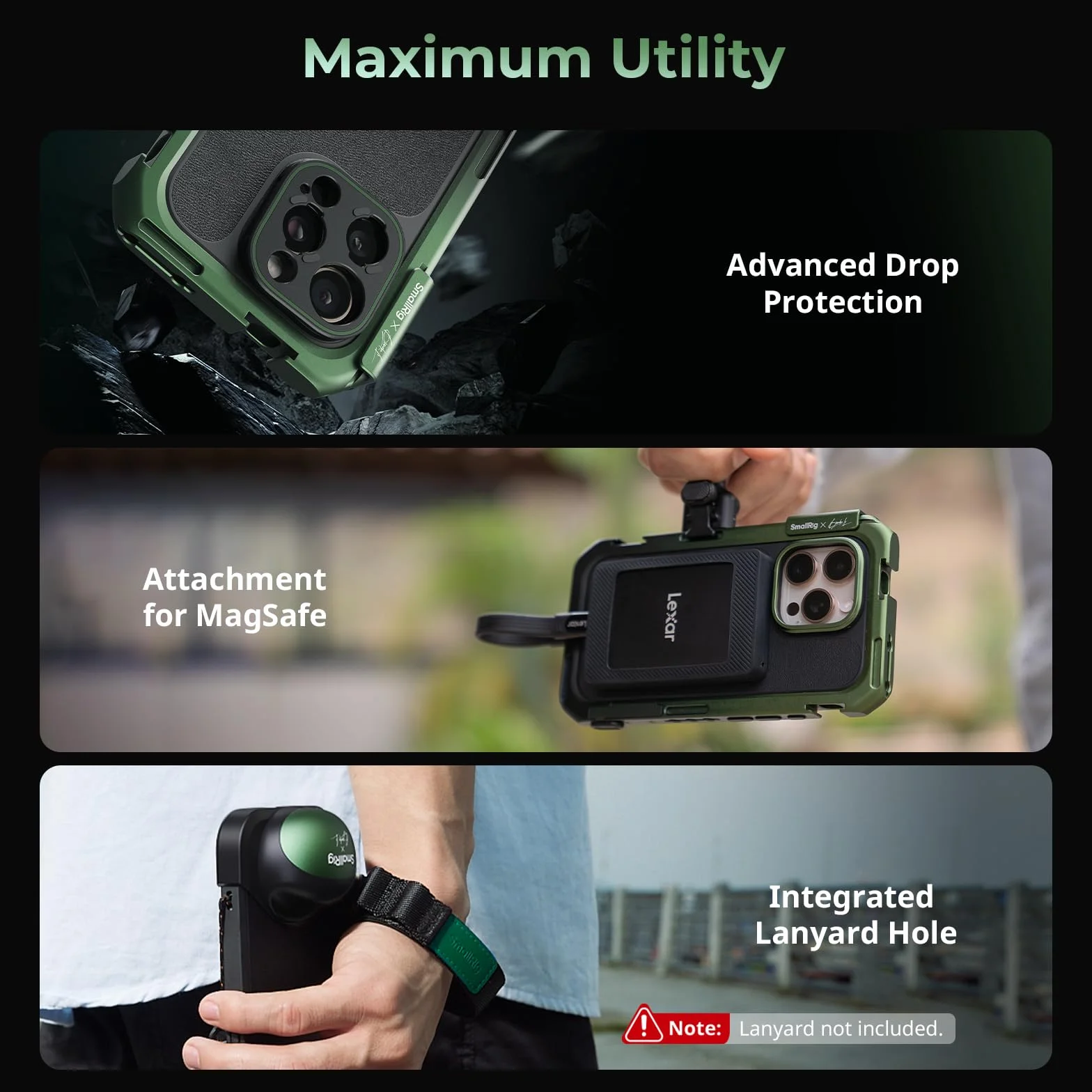 SMALLRIG x Brandon Li Mobile Video Kit do iPhone'a 16 Pro, Phone Cage z zestawem lekkiego etui na telefon FilMov, obrotowymi bezprzewodowymi uchwytami QR, zestawem filtrów VND 67 mm - 5002
