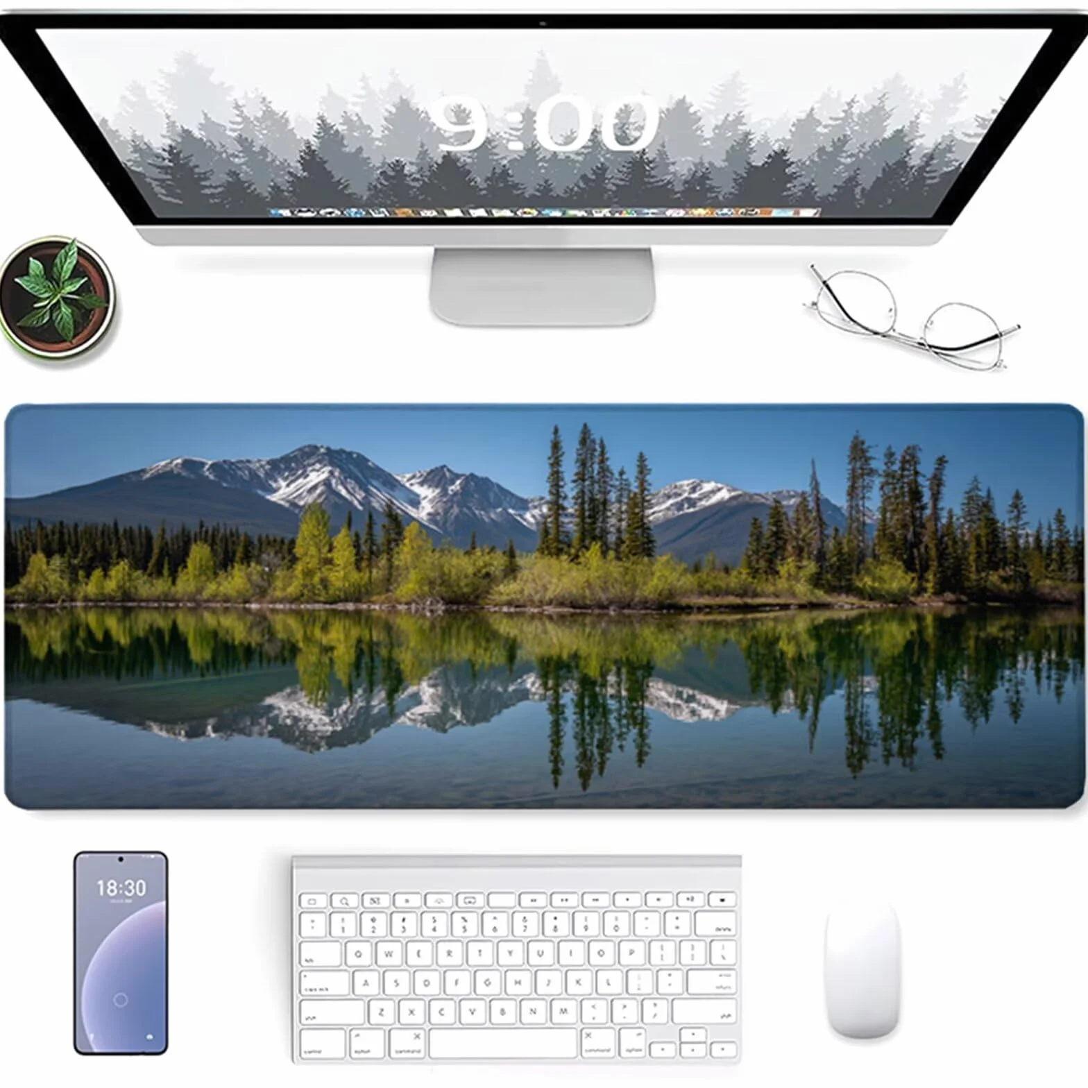 Podkładka pod mysz z krajobrazem, śnieżna góra podkładka pod mysz do gier XXL 1200 x 600 x 3 mm, podkładka na biurko z antypoślizgową gumową podstawą, akcesoria komputerowe, podkładka pod mysz ze