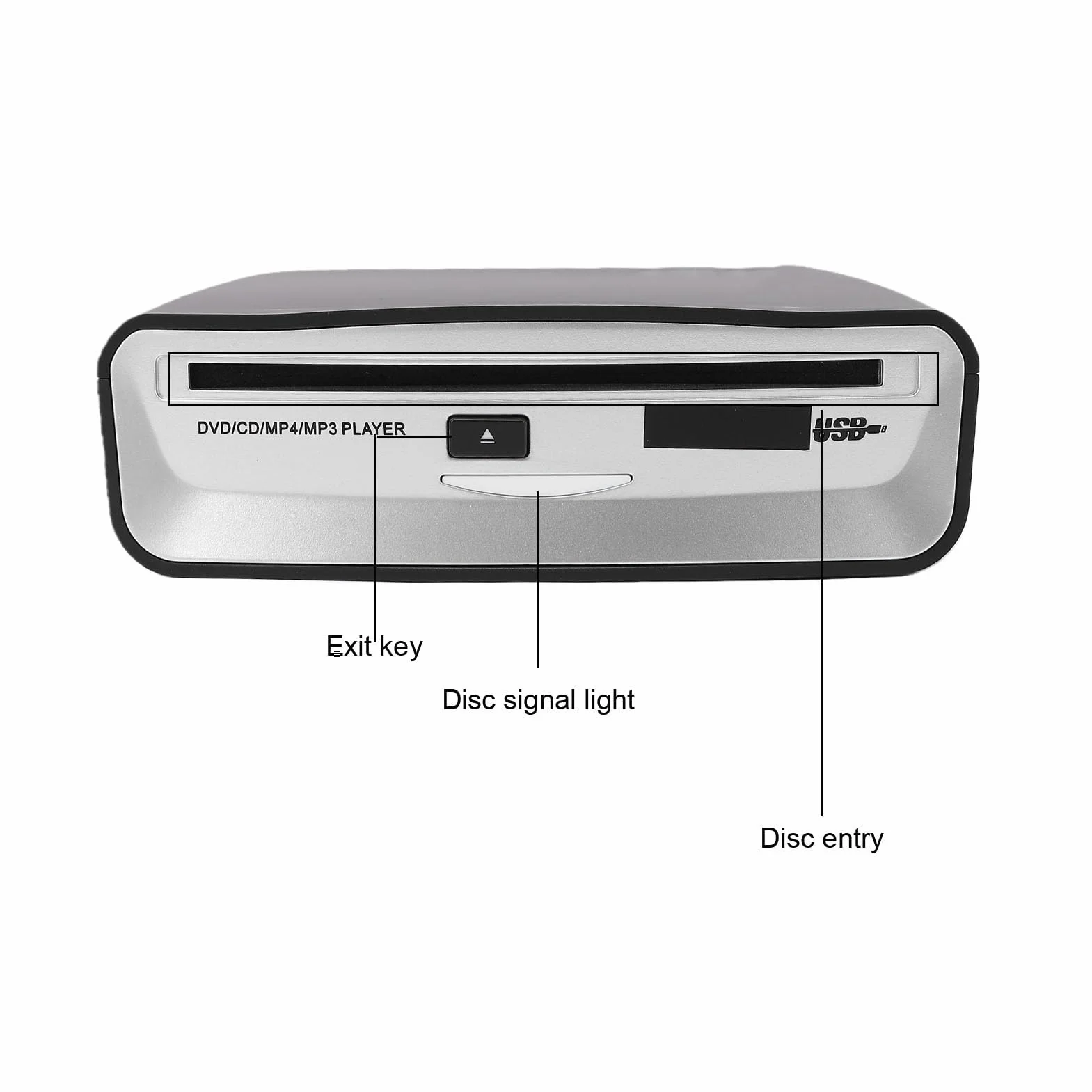 Focket Odtwarzacz CD USB do Samochodu, Funkcja Plug Play, Funkcja Anti-Skip Resume Playback Zewnętrzny Odtwarzacz CD do Samochodu, Przenośny Samochodowy o Kompaktowej Konstrukcji dla Systemu