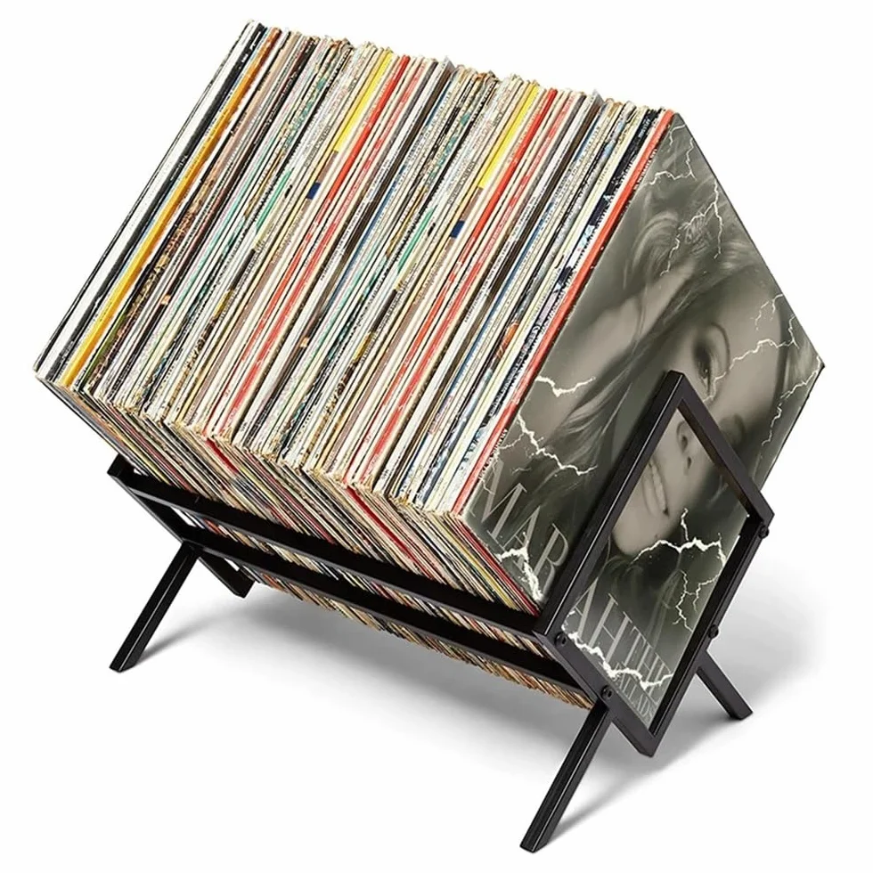 Stojak na płyty CD Jednopoziomowy stojak na płyty Półka na książki Stojak na płyty CD Regał do przechowywania płyt Pojemność od 80 do 100 LP Trwały metal Uchwyt na płyty winylowe