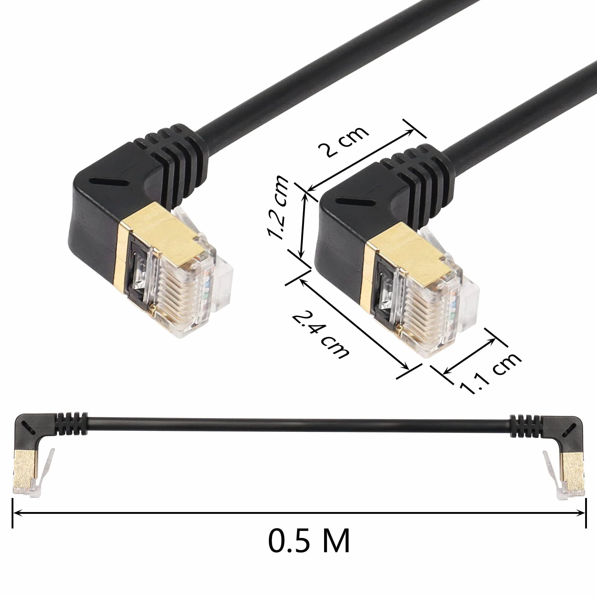 SinLoon RJ45 Cat 8 męski na męski, 90 stopni, szybki kabel sieciowy 40 Gb/s, 2000 MHz do modemu routera (UP to up)