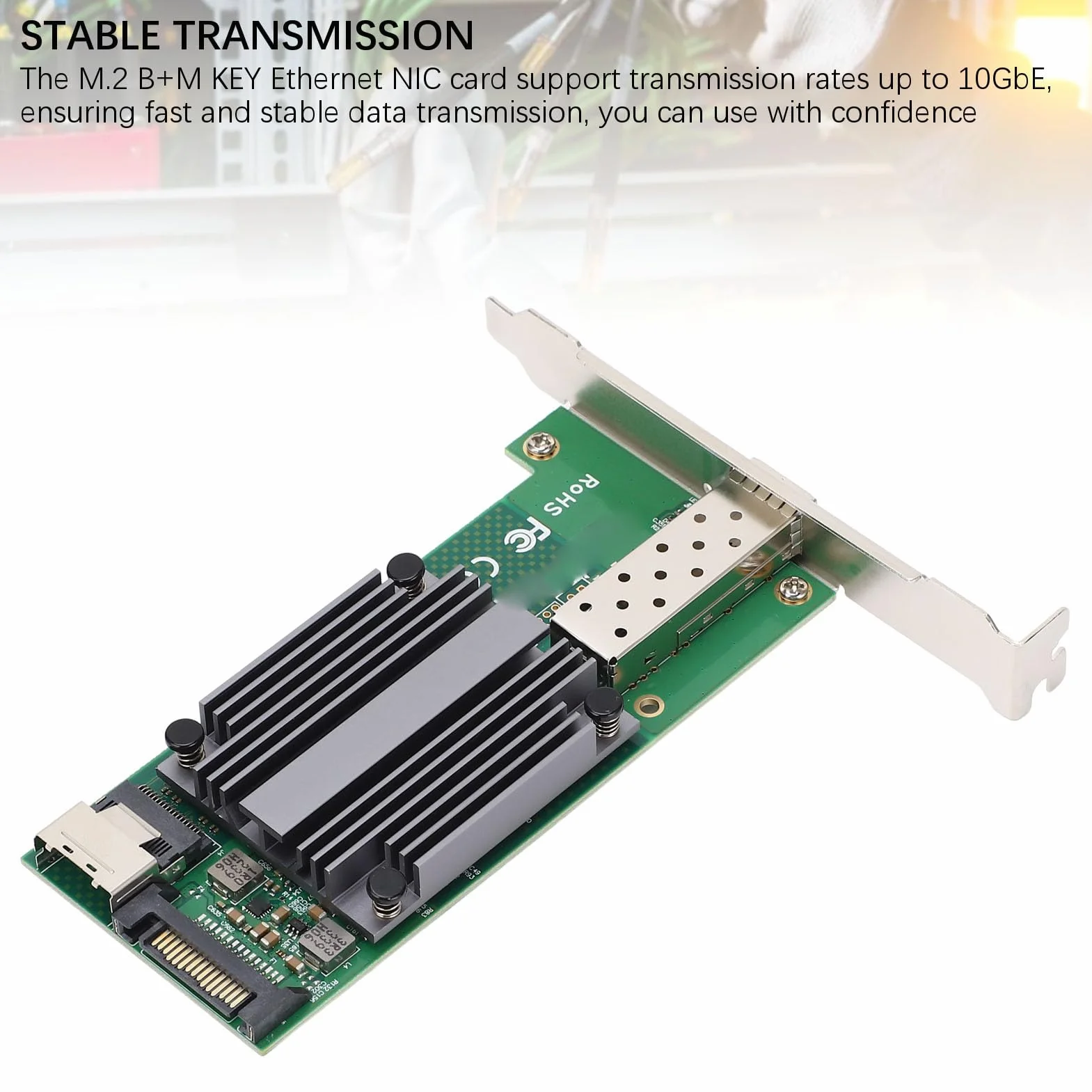 Karta sieciowa Ethernet M.2 do 10 GB B+M Key 82599‑1 SFP Industrial Control Server Network Card Network, pojedynczy port SFP+, dla Wins 7/8/8.1/10