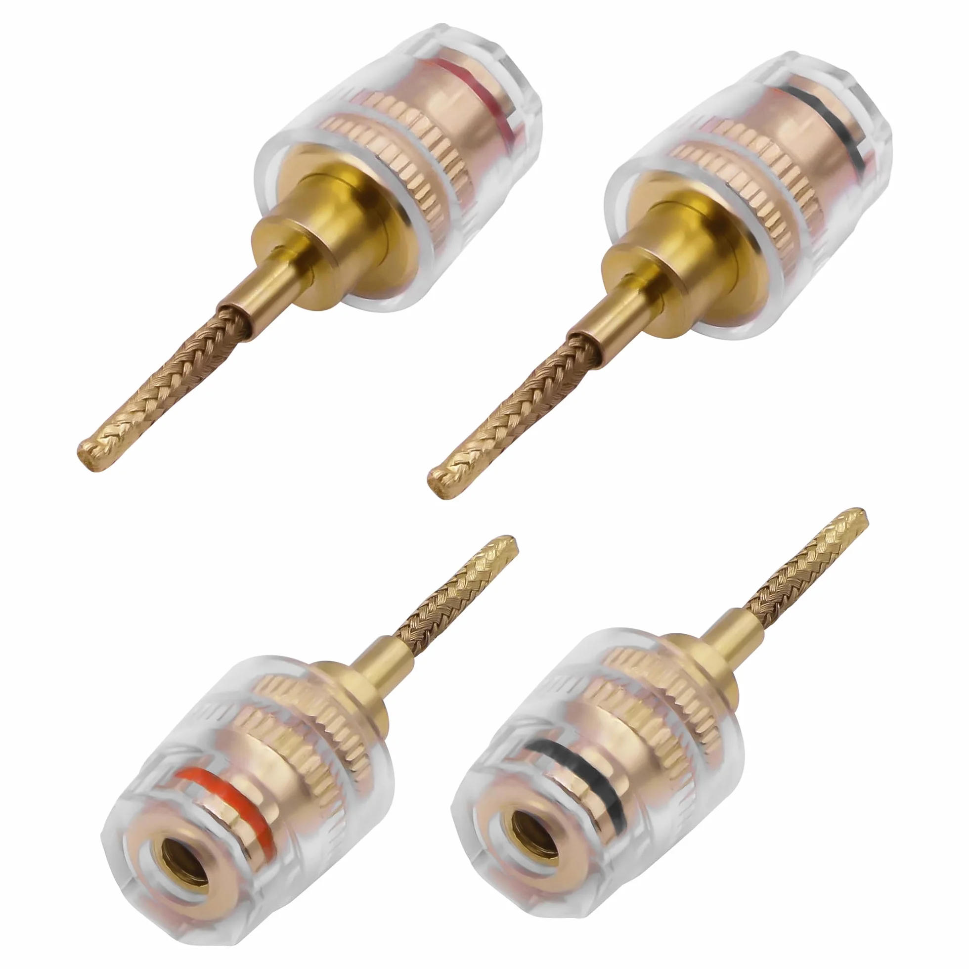 XMSJSIY 4 mm żeńskie złącze bananowe do adaptera audio HiFi audio czarno-czerwone, złącze bananowe do wzmacniacza i głośnika