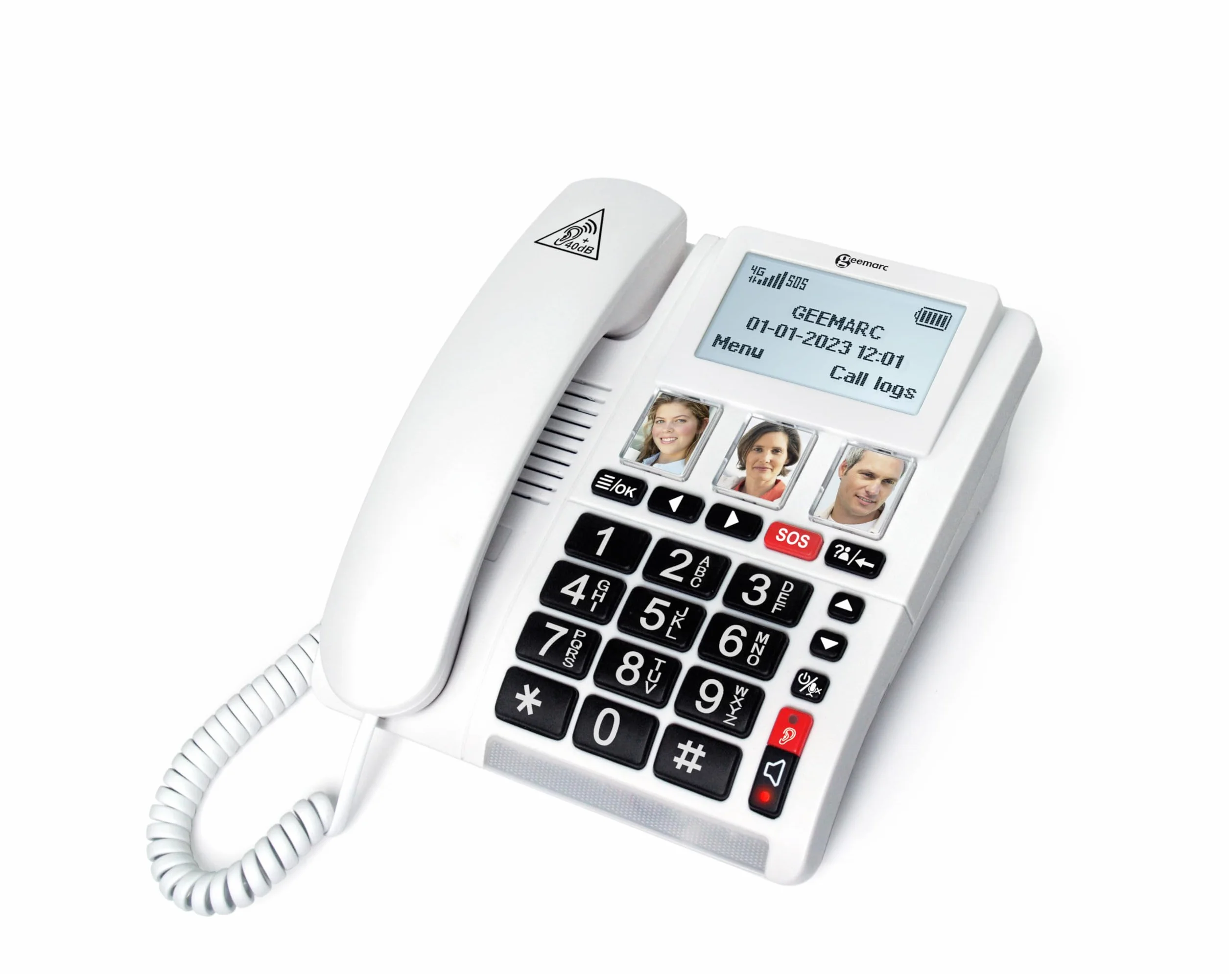 Geemarc CL9000 - Domowy telefon i dźwięk Wodoodporna opaska SOS z dużymi przyciskami, wzmocniona głośność i podświetlany ekran - działa tylko z kartą SIM