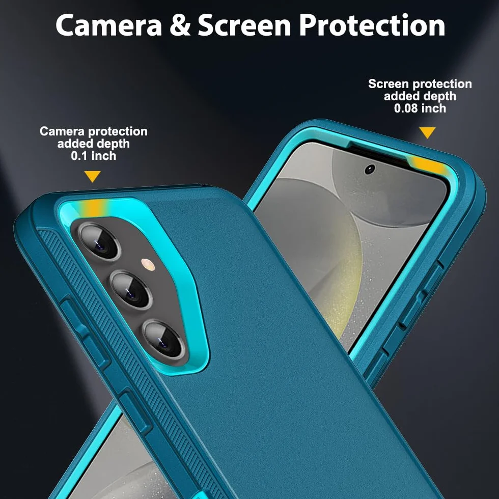 Etui do Samsunga Galaxy S24 z 2 szt. ochraniaczy ekranu ze szkła hartowanego i 1 szt. ochraniaczy obiektywu aparatu, wytrzymałe etui 3 w 1, odporne na wstrząsy, upadki, kurz (niebieskie