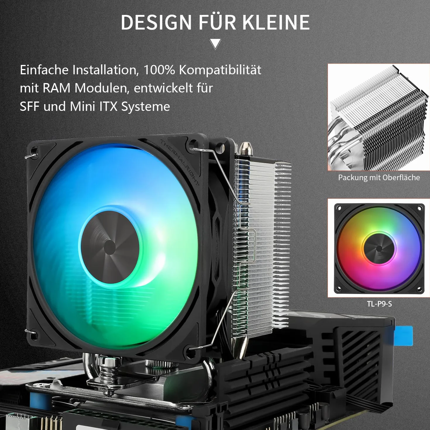 Thermalright Assassin X 90 SE ARGB wentylator chłodzący CPU, 4 rury cieplne, wentylator TL-P9-S PWM ARGB, radiator komputerowy, CPU, technologia AGHP 4.0, do AMD AM4 AM5/Intel LGA 1150/1151/1200/1700