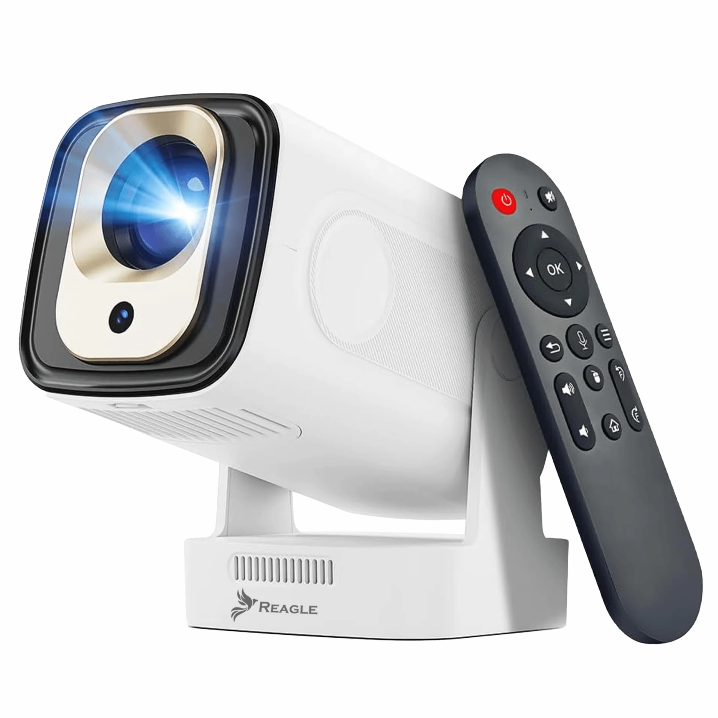 Reagle R-MOVIELUM-P30 Mini Projektor Full HD 1080P Android 14 WiFi Bluetooth Autofocus 330 ANSI LED Projektor Przenośny 130 Cali Keystone HDMI USB Smart TV Miracast Kino Domowe